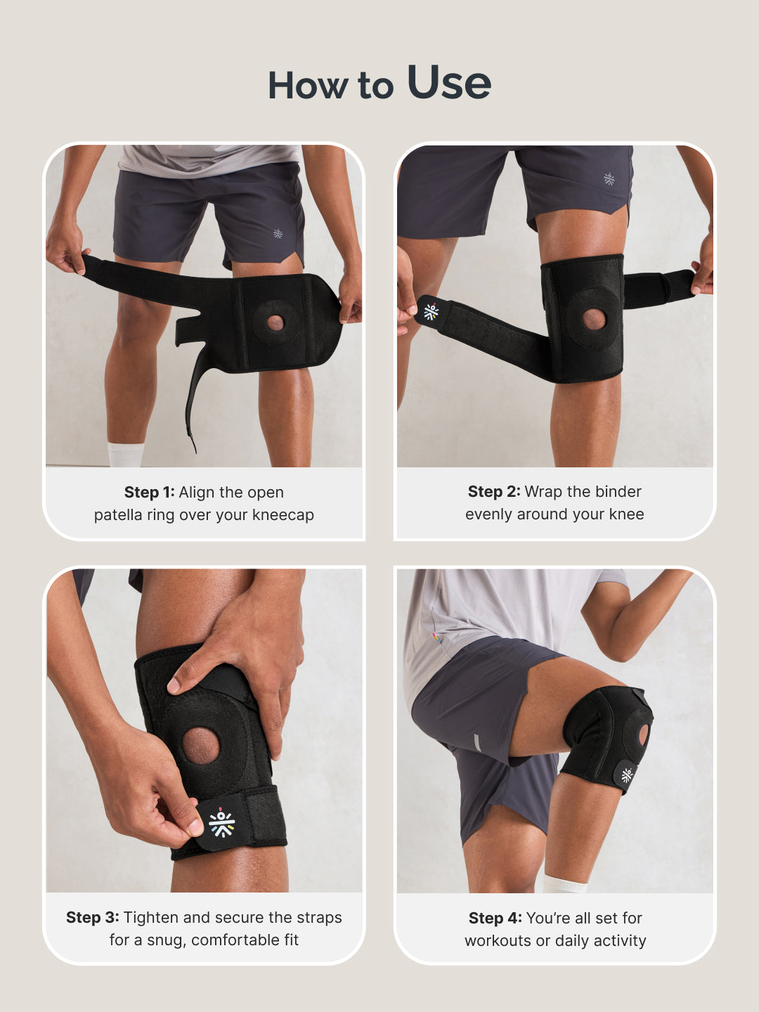 Cult Neoprene Knee Binder with Open Patella Adjustable Compression Support for Pain Relief & Stability Black - Unisex