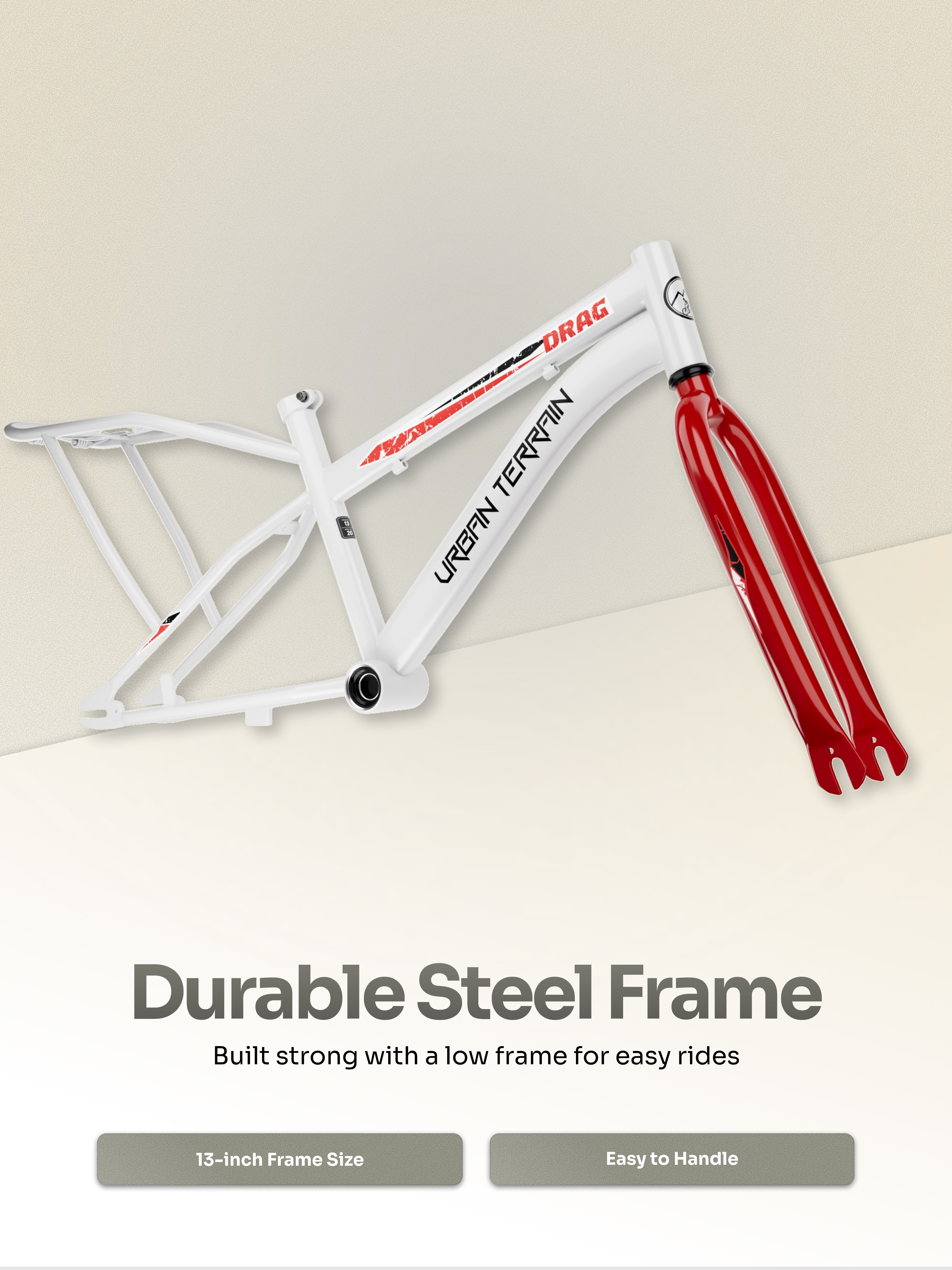 Urban Terrain Drag 20T Single Speed Kids Cycle, White