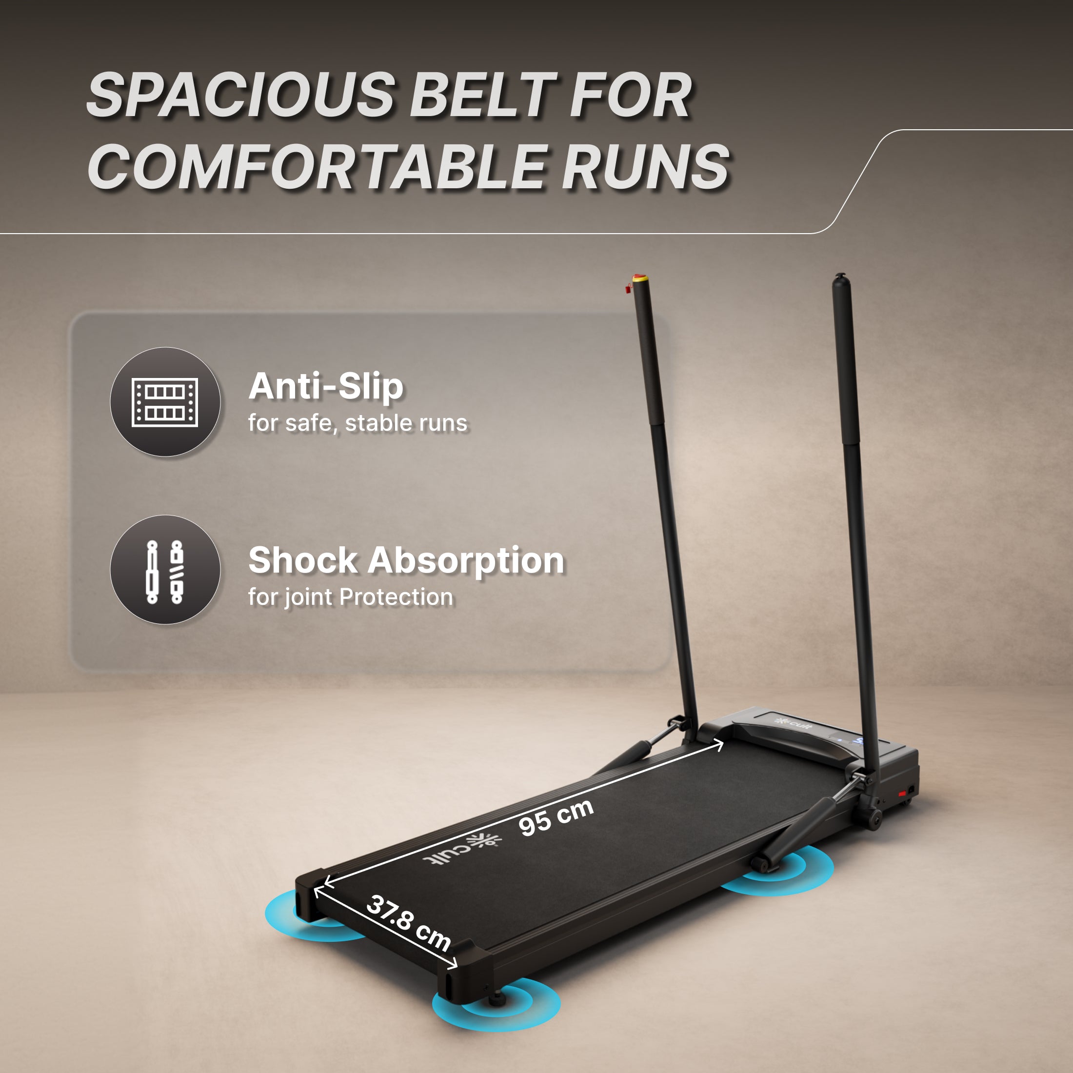 Cult Walking Pad with Trek Motion for Home | 4 HP BLDC Motor | 2-Level Manual Incline | LED Display | 130 kg Weight Capacity | Foldable & Portable