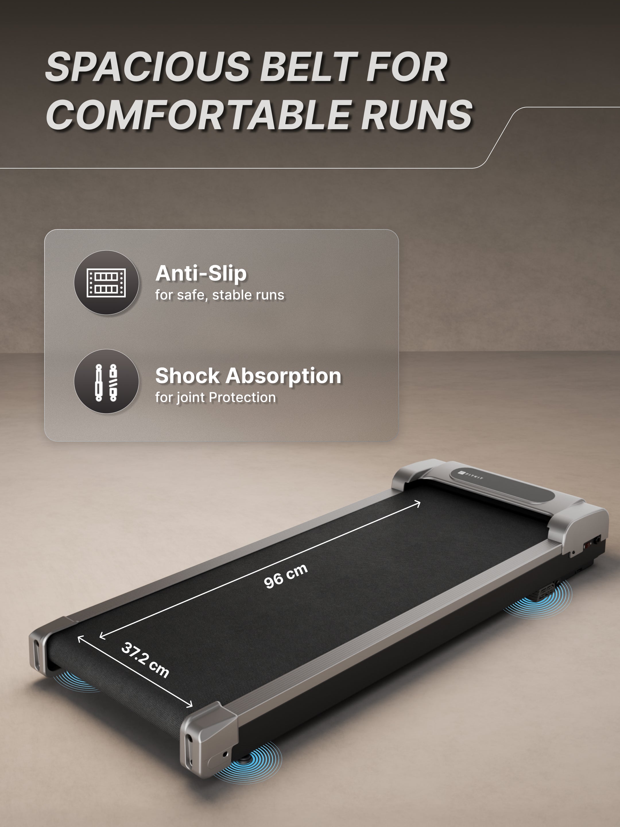 Fitkit by Cult Walking Pad Neo Silver (BLDC 3.5HP Peak Power) Compact & Under Desk BLDC Motor Treadmill | Max Weight: 120kg | Home use with Remote Control (with 6 Months Extended Warranty)