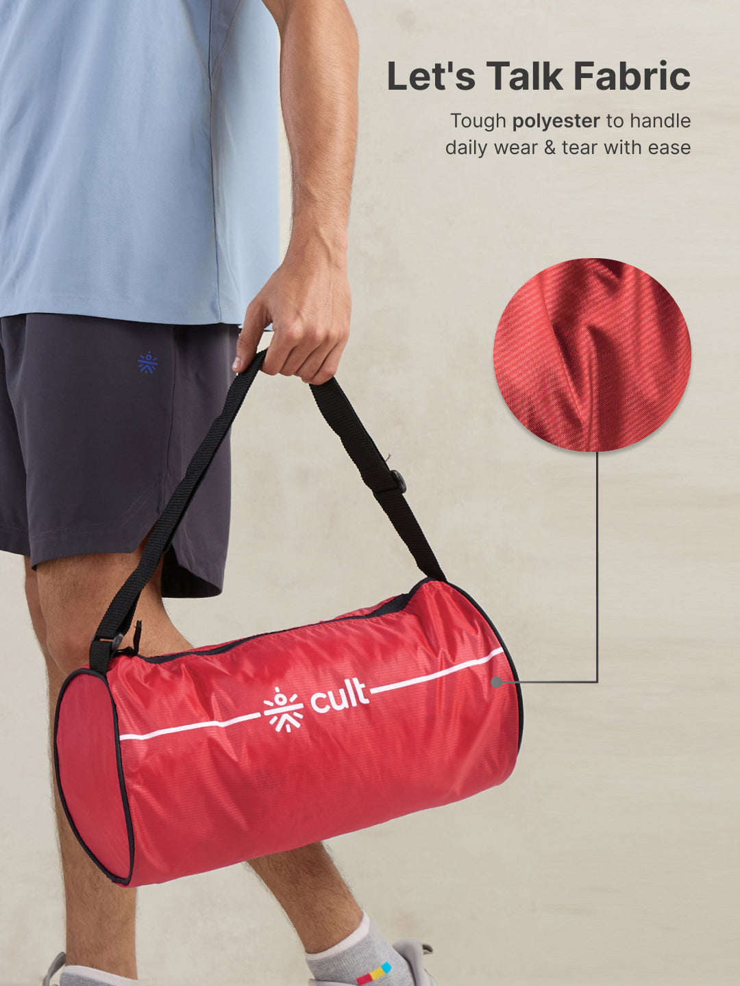 Duffle Bag Unisex Adjustable Strap Mesh pocket Gym & Sport Bag Red 12 L