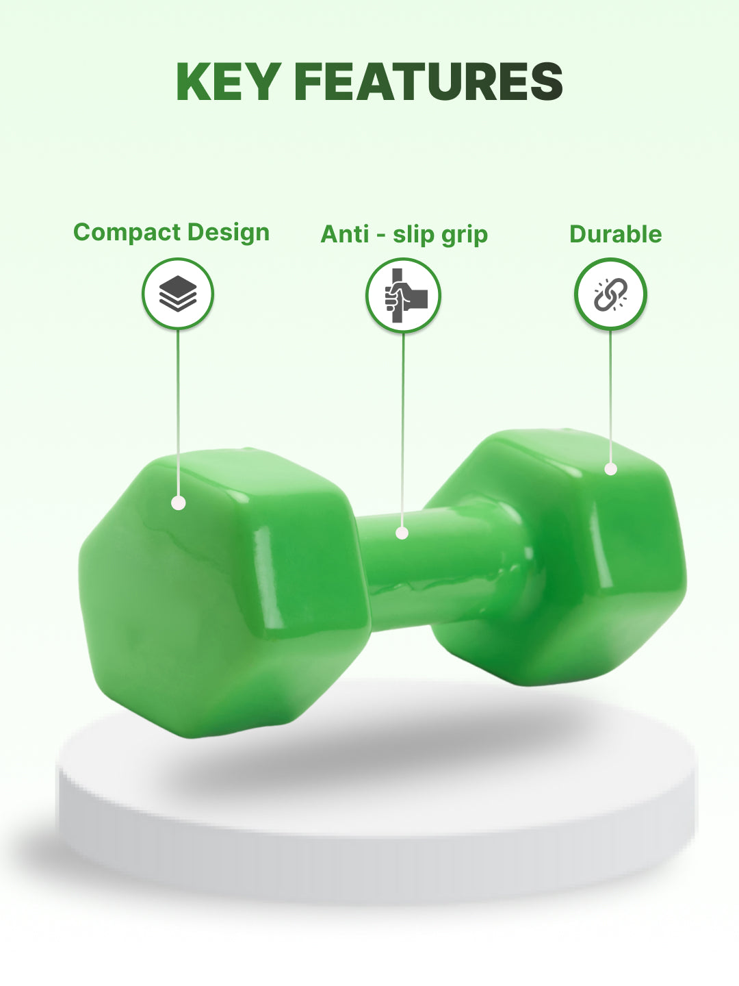 Cult 4KGx2 Vinyl Dumbbells For Home & Gym Exercises (Green)