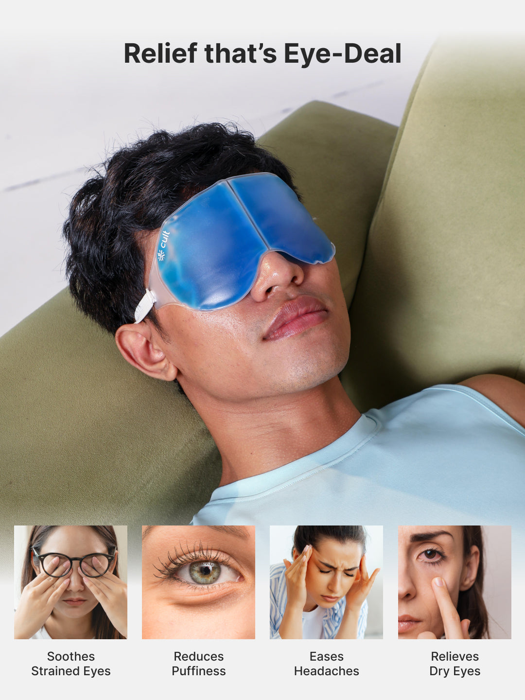 Hot & Cold Gel Pack with Eye Mask – Reusable Pain Relief for Headaches, Puffiness, Injuries & Everyday Recovery Pack of 3
