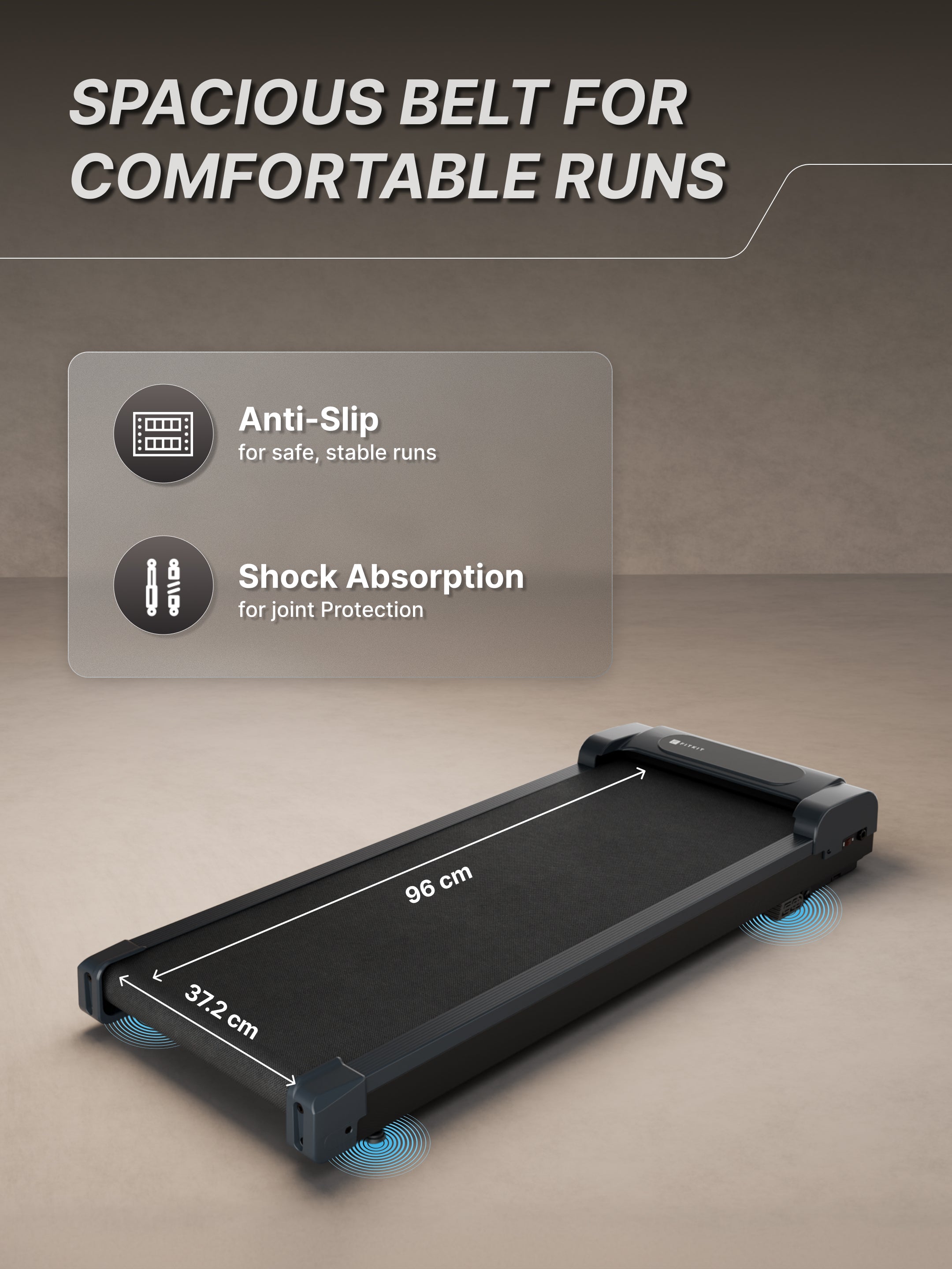 Fitkit by Cult Walking Lite Walking Pad (BLDC 3.5HP Peak Power) Compact & Foldable Under Desk BLDC Motor Treadmill | Max Weight: 120kg | Home use with Remote Control (Silver)