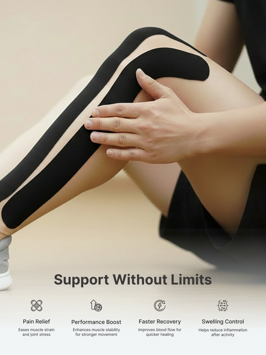 cult Kinesiology Tape Black - Muscle Support & Injury Recovery