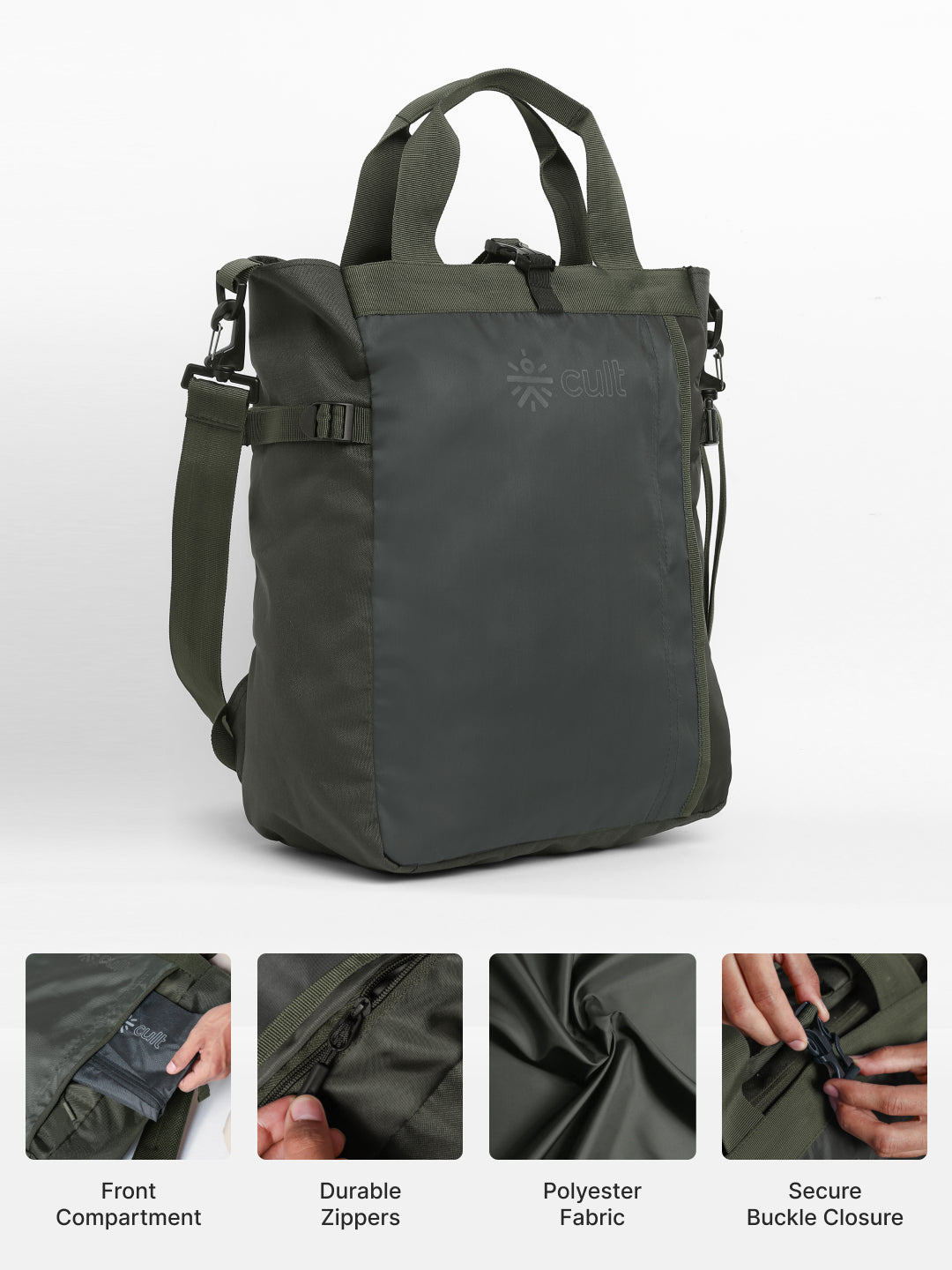 Work to Play Laptop Backpack 35L - Water-Repellent, Multi-Functional Bag with Trolley Sleeve & Shoe Cover Olive