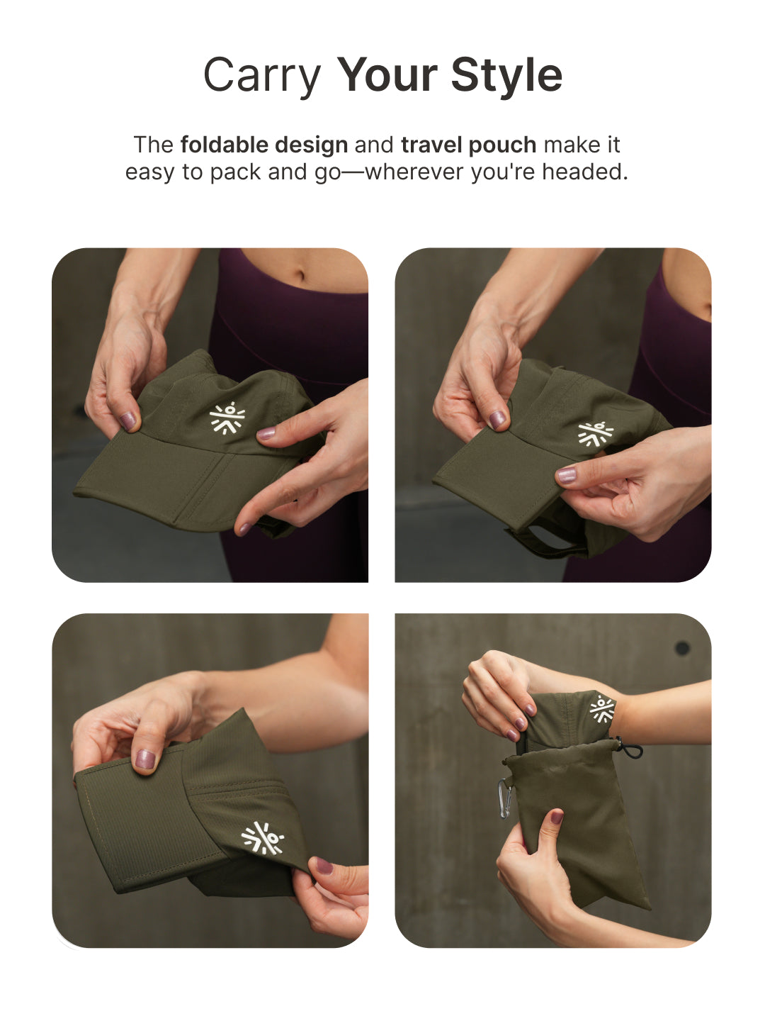 cult Foldable Cap Unisex with Adjustable Strap Olive