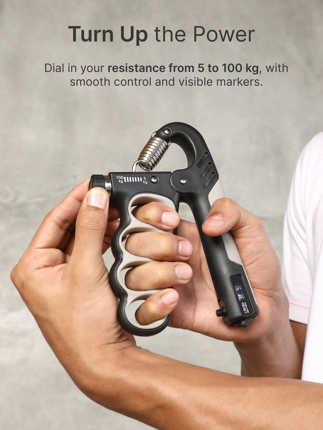cult Adjustable Hand Gripper upto 100 kg Resistance with Counter Unisex Grey