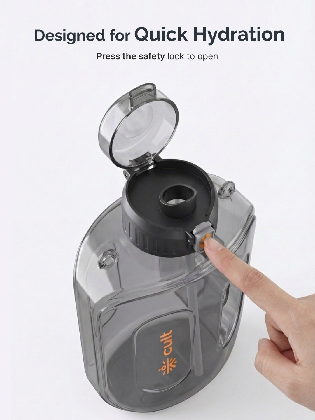 Cult Mini Gallon 1.8L Water Bottle with Straw & Strap BPA-Free Leakproof Gym Bottle 1800ml Hydration Bottle Black