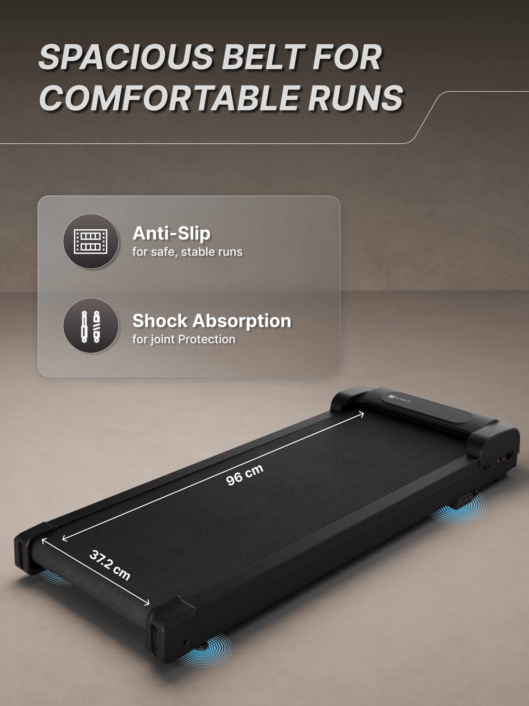 Fitkit by Cult Walking Pad Neo Black (BLDC 3.5HP Peak Power) Compact & Foldable Under Desk BLDC Motor Treadmill | Max Weight: 120kg | Home use with Remote Control