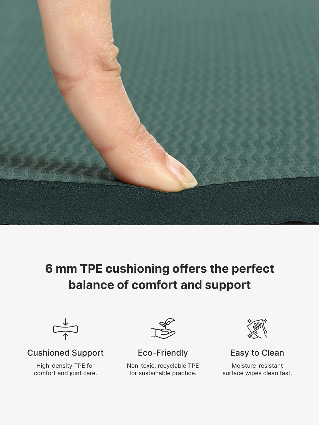 Cult TPE Yoga Mat, Non-Toxic Latex-Free, Anti-Slip, Extra-Thick Cushioning, Tear-Resistant, Travel Strap 6mm (Forest Green)