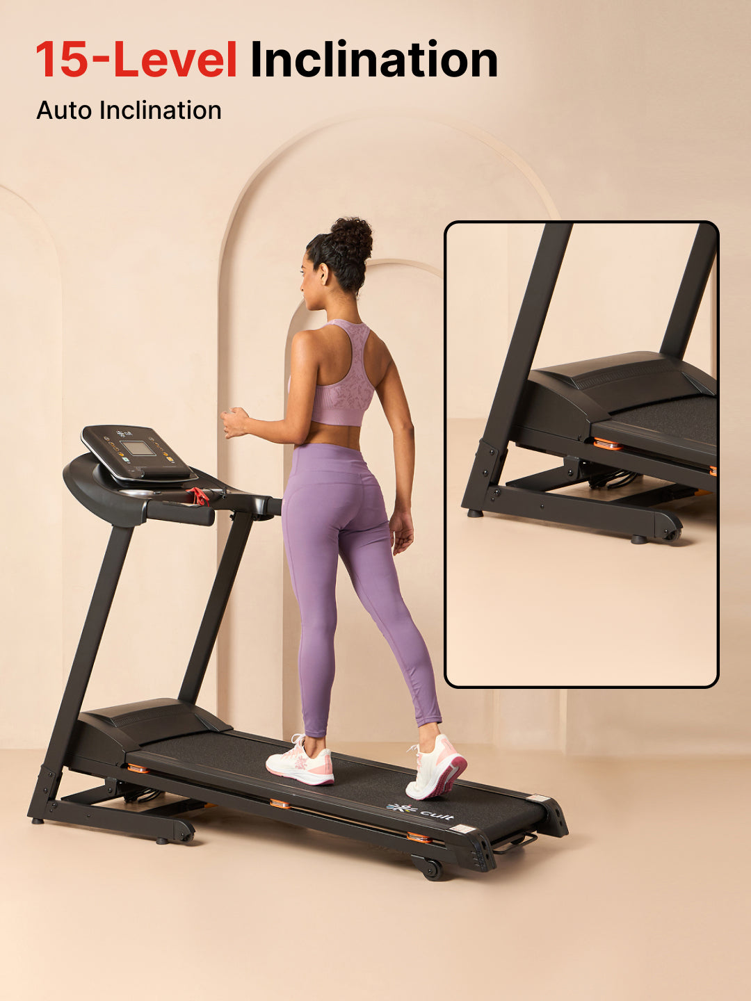 Cultrun S4 4HP Peak Treadmill | 15-level Auto-Incline | Max Weight-120kg | Max Speed-14.8kmph (with 6 months extended warranty)