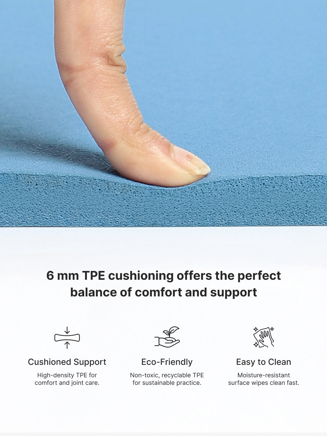 Cult TPE Yoga Mat, Non-Toxic Latex-Free, Anti-Slip, Extra-Thick Cushioning, Tear-Resistant, Travel Strap 6mm (Reef Blue)