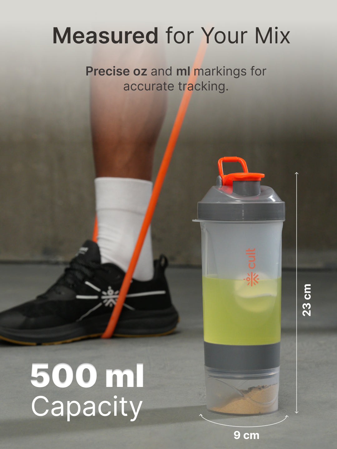 cult Combo Duffle Bag 12 L Grey with Shaker bottle  500 ml Grey Orange