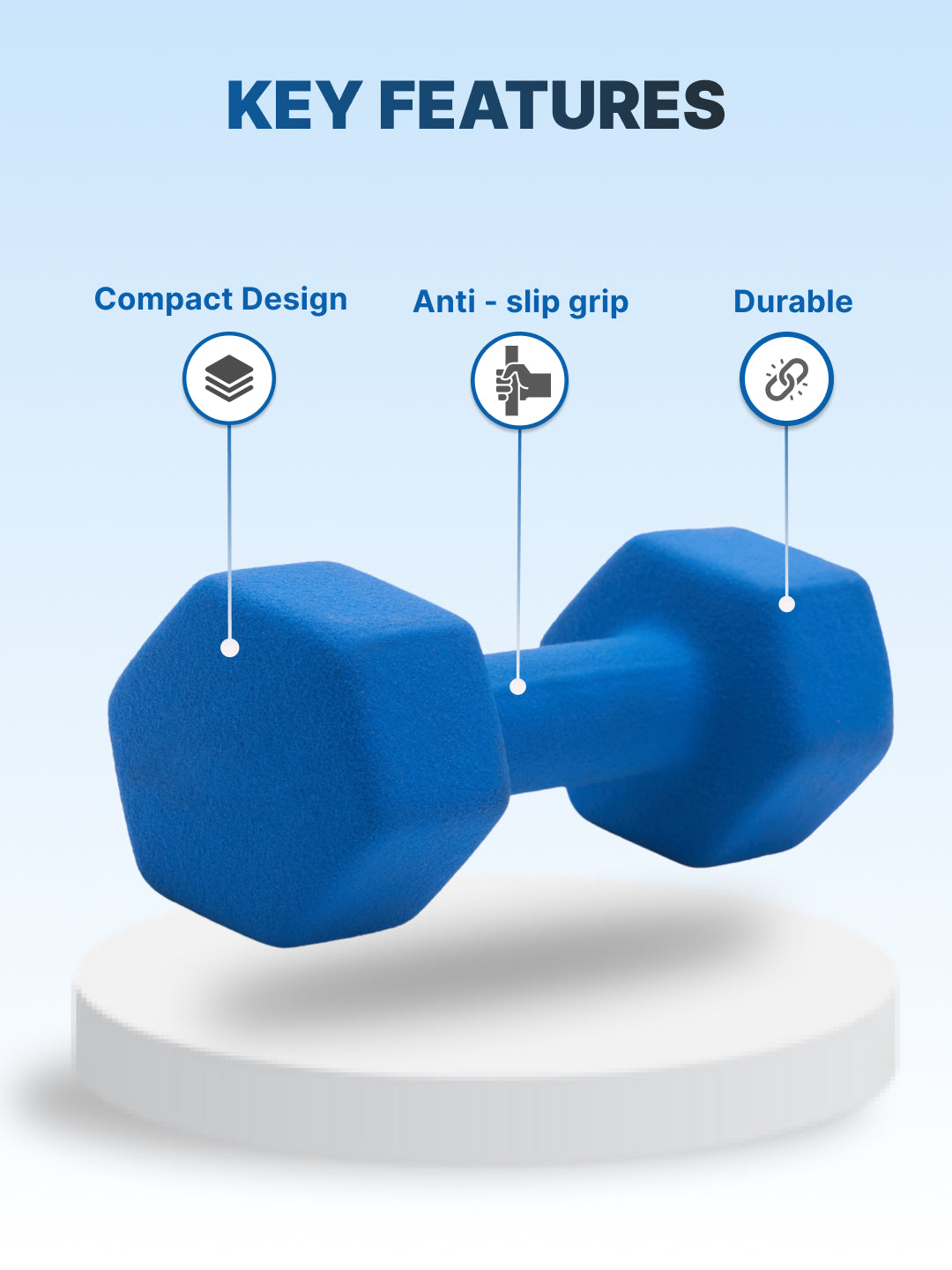 Cult 5KGx2 Neoprene Dumbbells For Home & Gym Exercises (Blue)