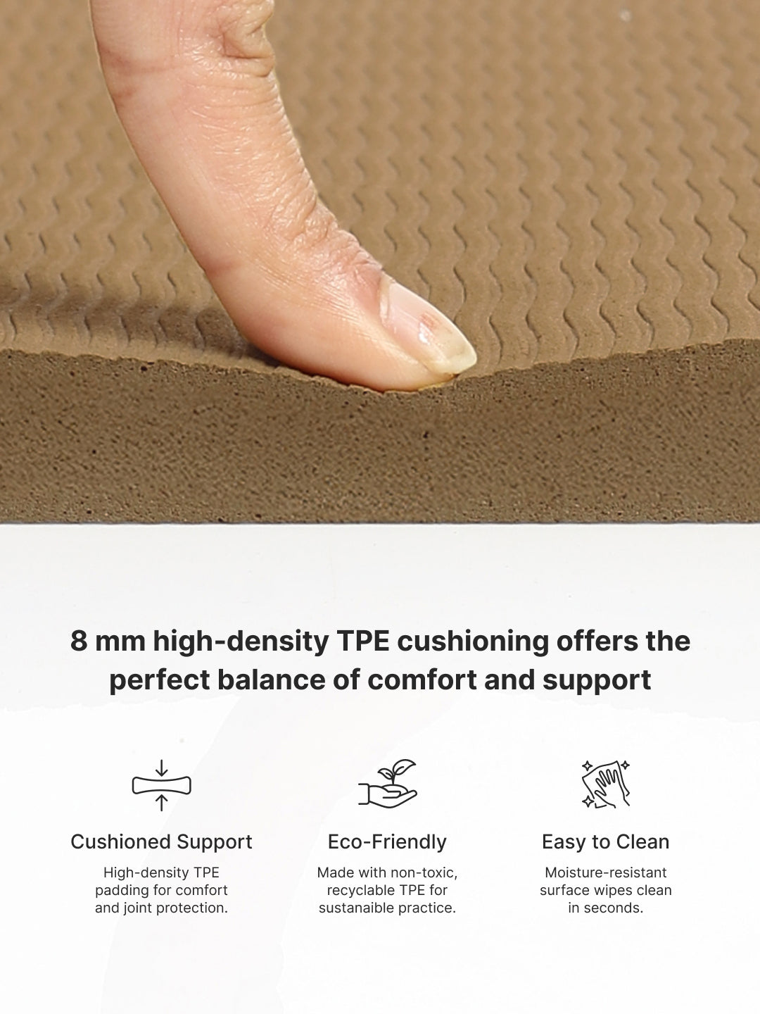 CULT Ultra Cushioned 8mm TPE Yoga & Pilates Mat   Eco-Friendly, Skin-Friendly, Anti-Skid, Tear-Resistant, Lightweight & Portable with Carry Strap and Bag   Ideal for Home, Gym & Outdoor Workouts - Brown