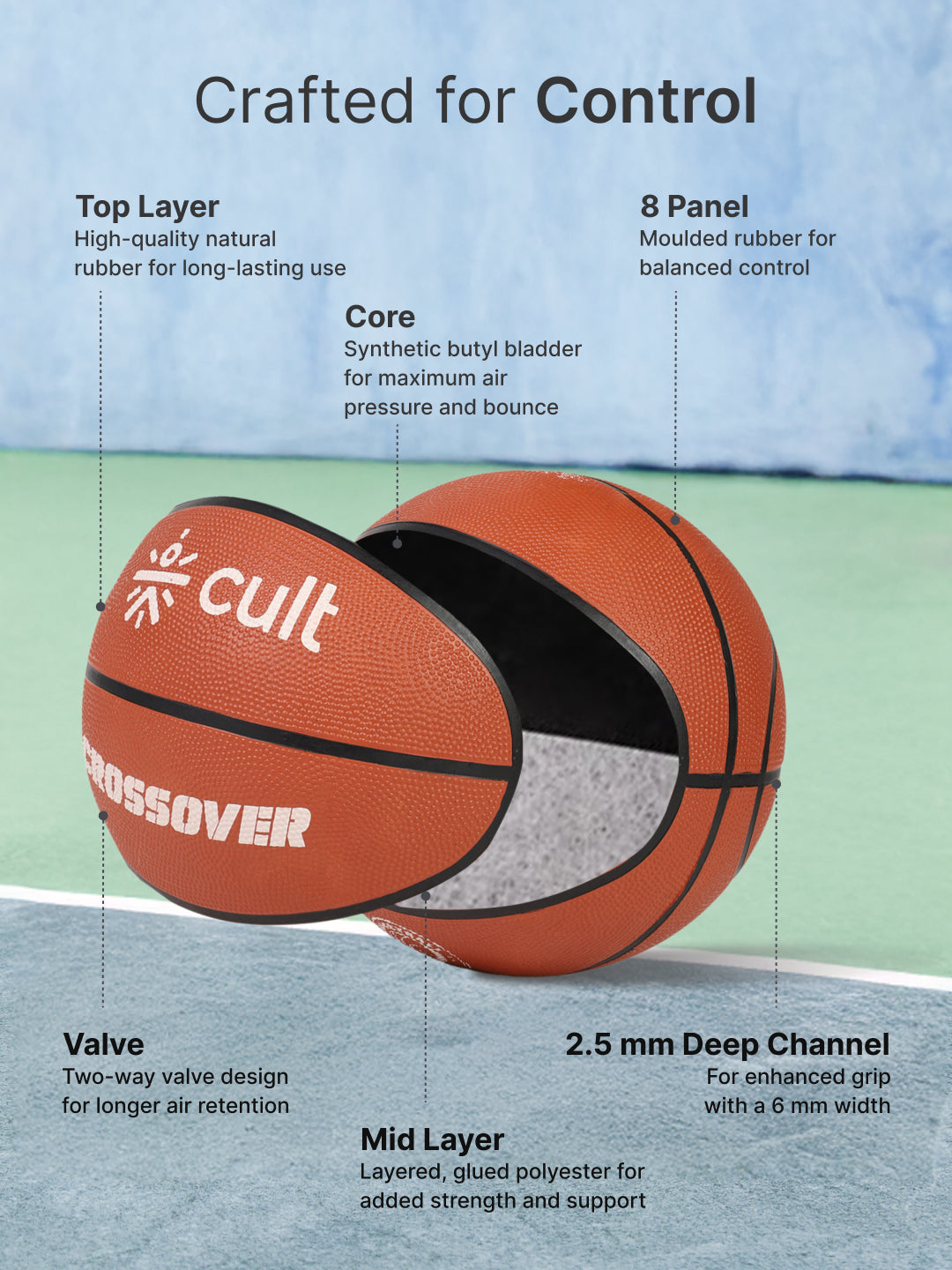 Cult Basketball Combo – Crossover 7 No (Brown) + Ball Pump