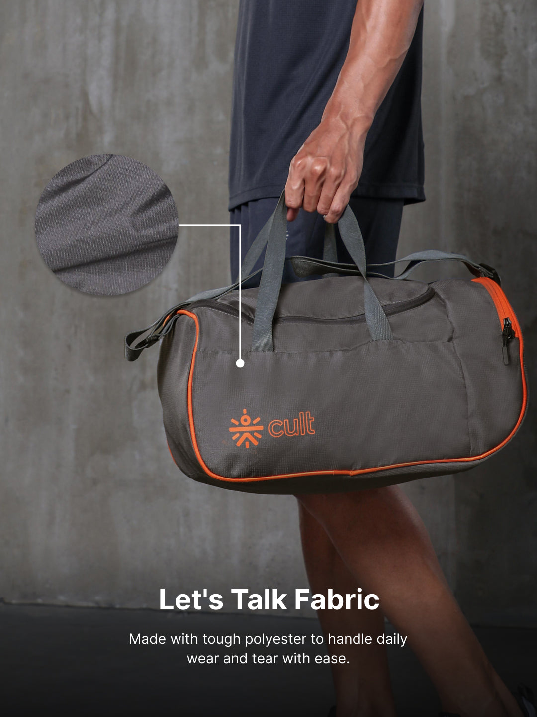 Foldable Duffle Bag 25L with Adjustable Strap Grey