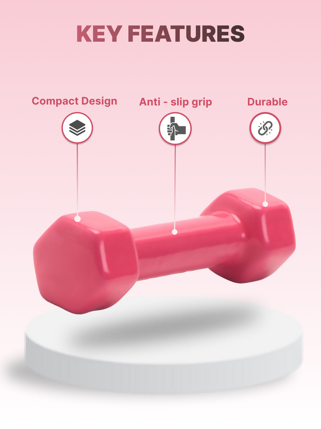 Cult 1KGx2 Vinyl Dumbbells For Home & Gym Exercises (Pink)