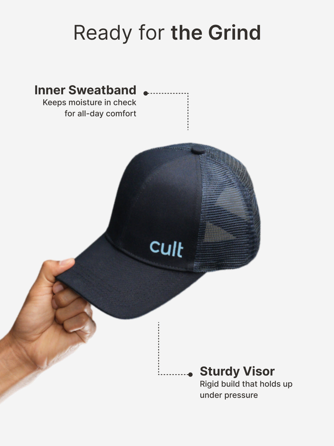 cult Half Mesh Cap Navy- Unisex Adjustable Cap for Men & Women