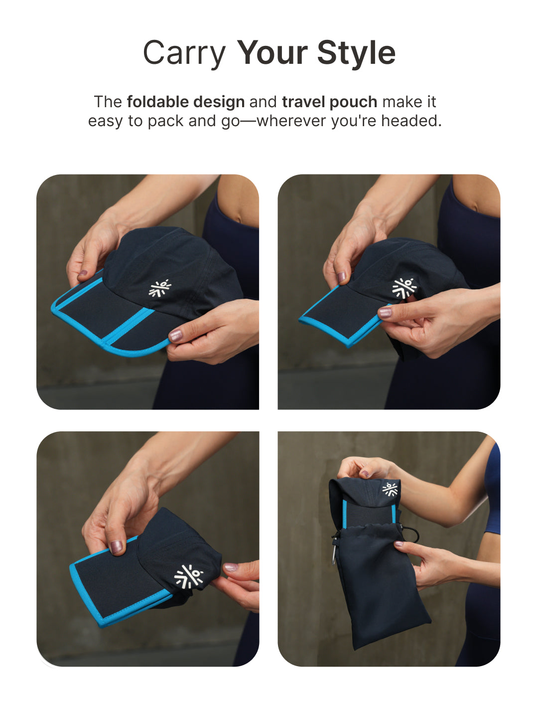 cult Foldable Cap Unisex with Adjustable Strap Blue