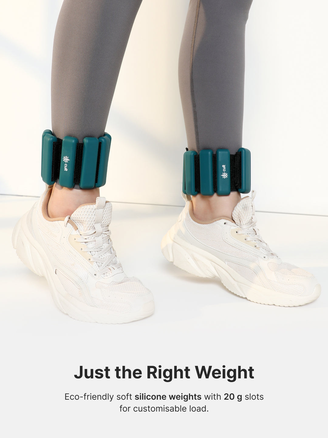Adjustable Ankle and Wrist Weights (450 g x 2) pair with Removable 60 g Slots Green– Customisable Weights for Running, Walking, Yoga & Workouts