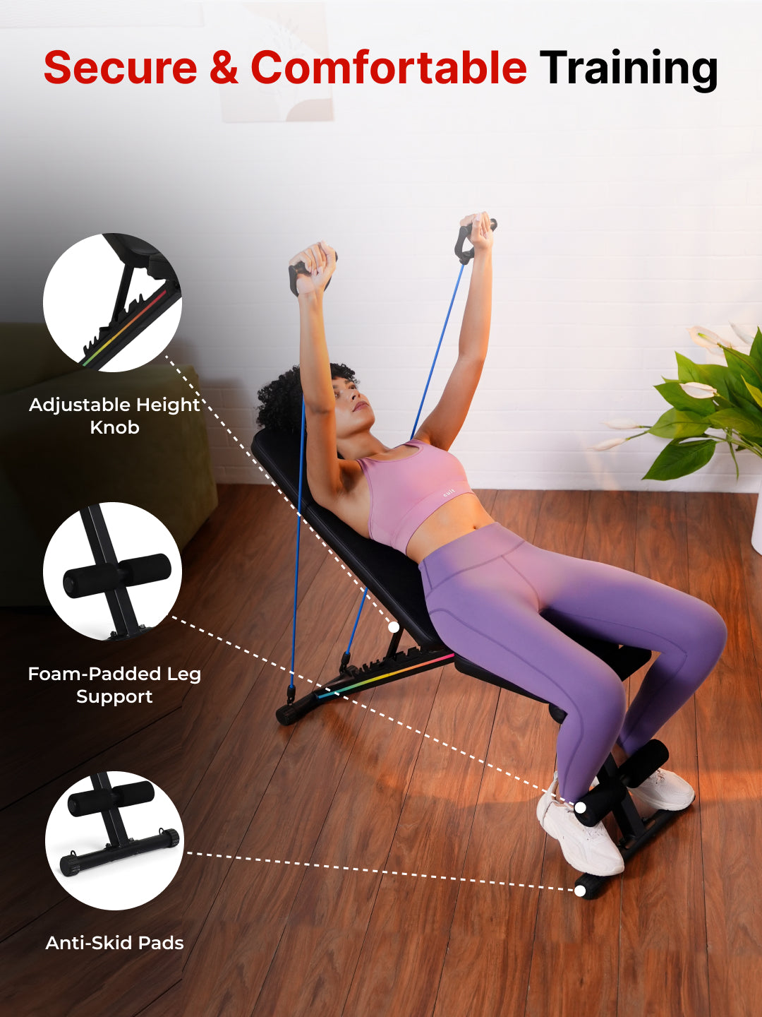 Cult Strivo Foldable Adjustable Workout Bench | 350Kg Max Weight | 8-Level Incline & Decline | High-Density Cushioning & Heavy-Duty Steel Frame Home Use Bench