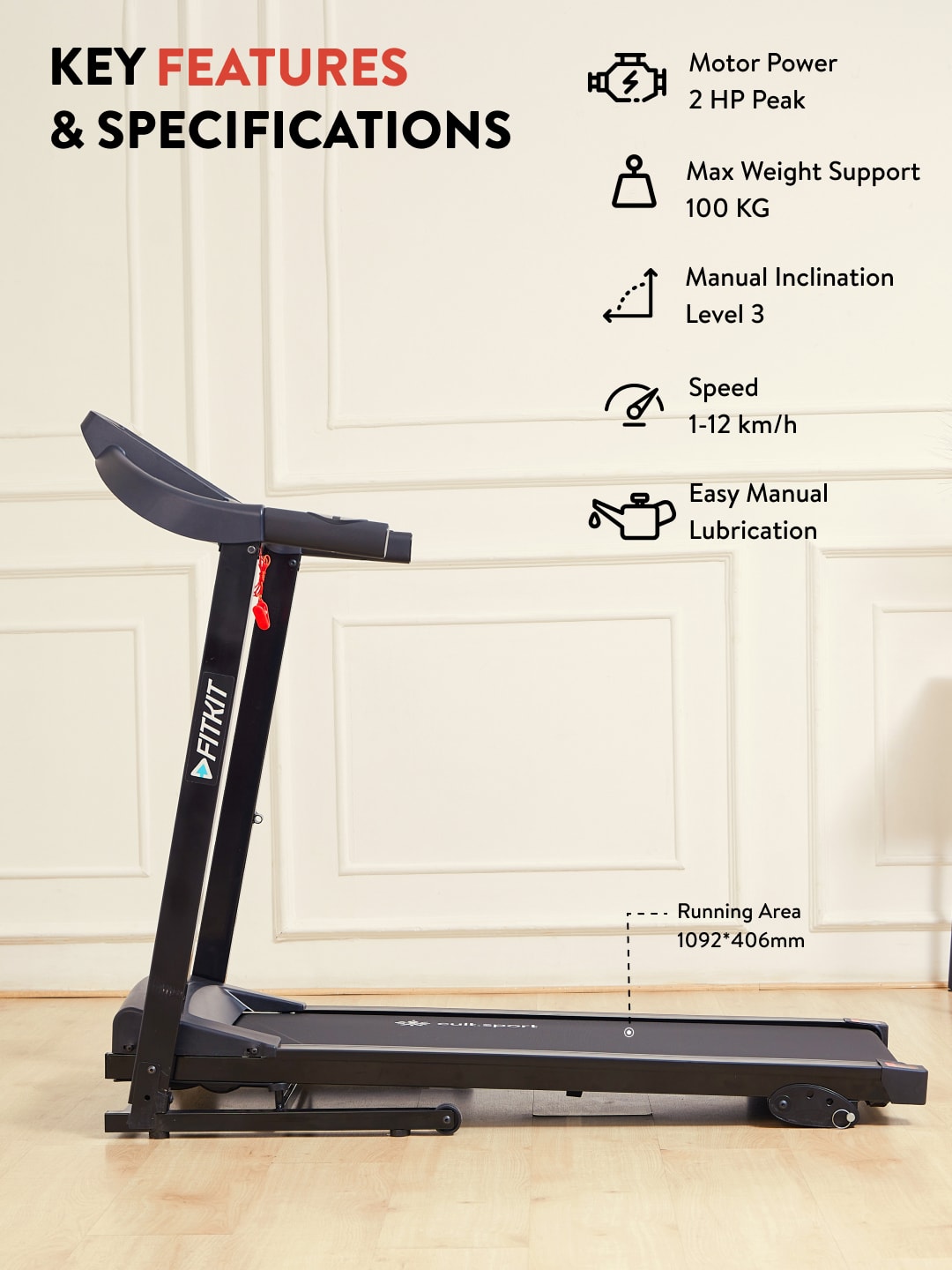 FT98V (2 HP Peak, Manual Incline) Treadmill (with 6 Months extended warranty)