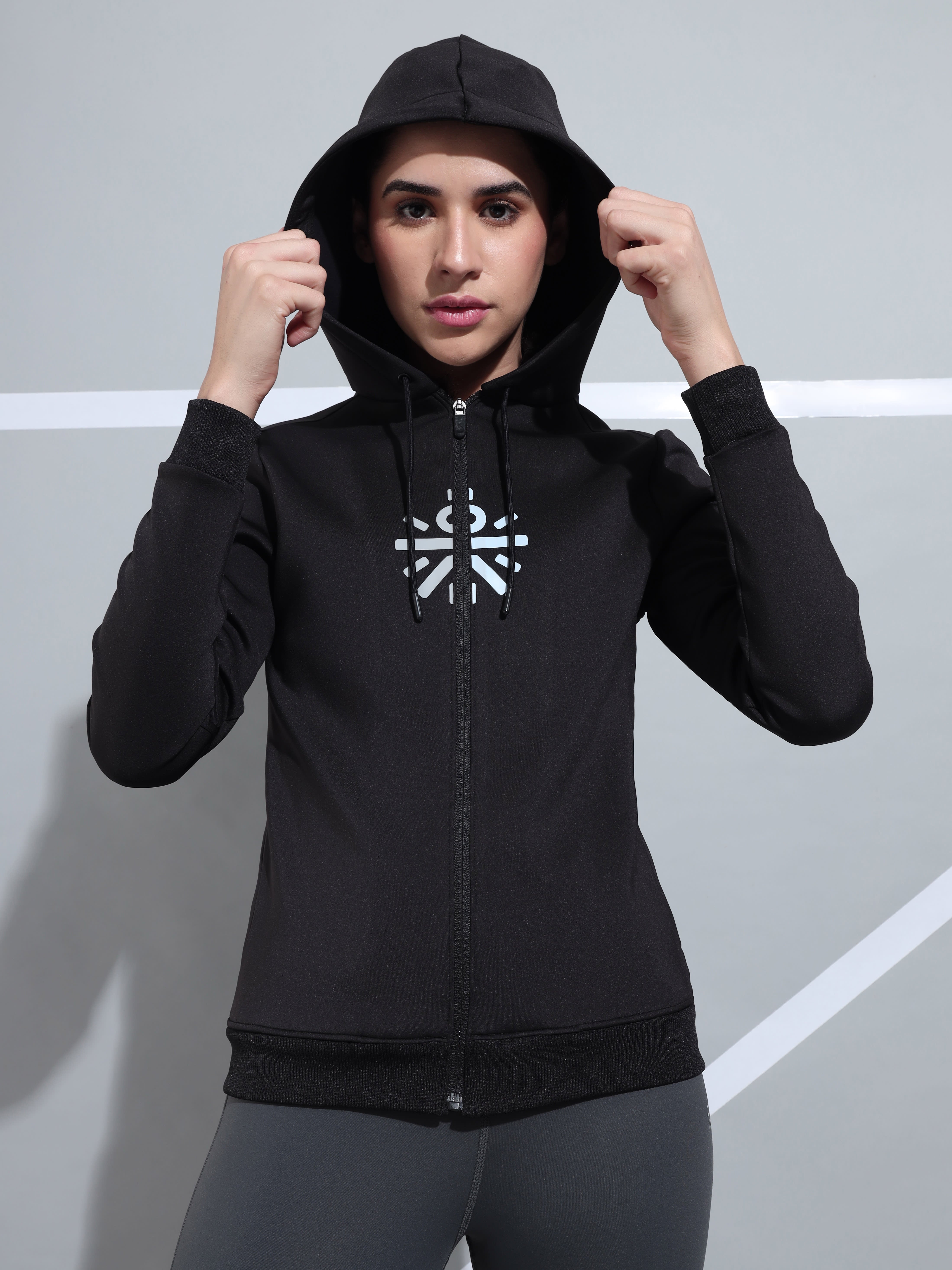 Hoodie Jacket with Chest Logo Print