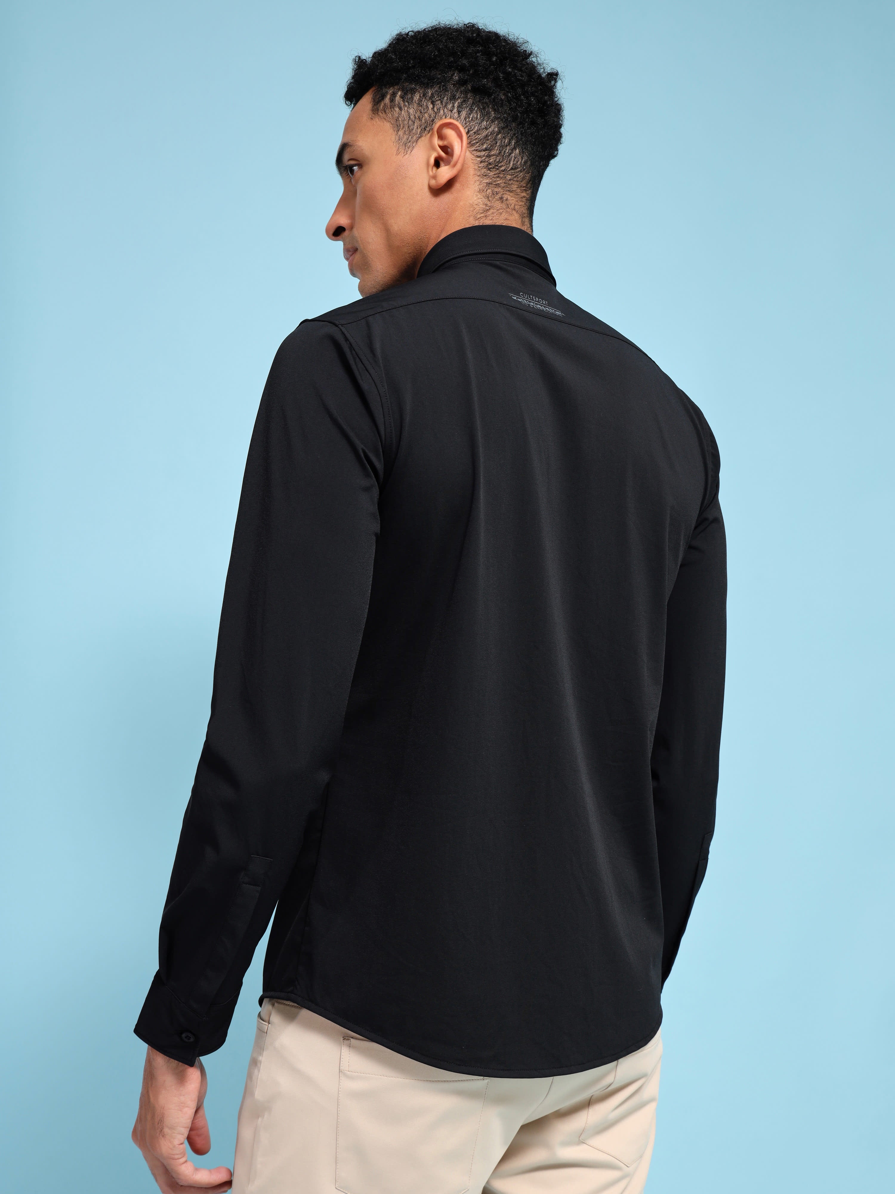 Slim Fit Spread Collar Shirt