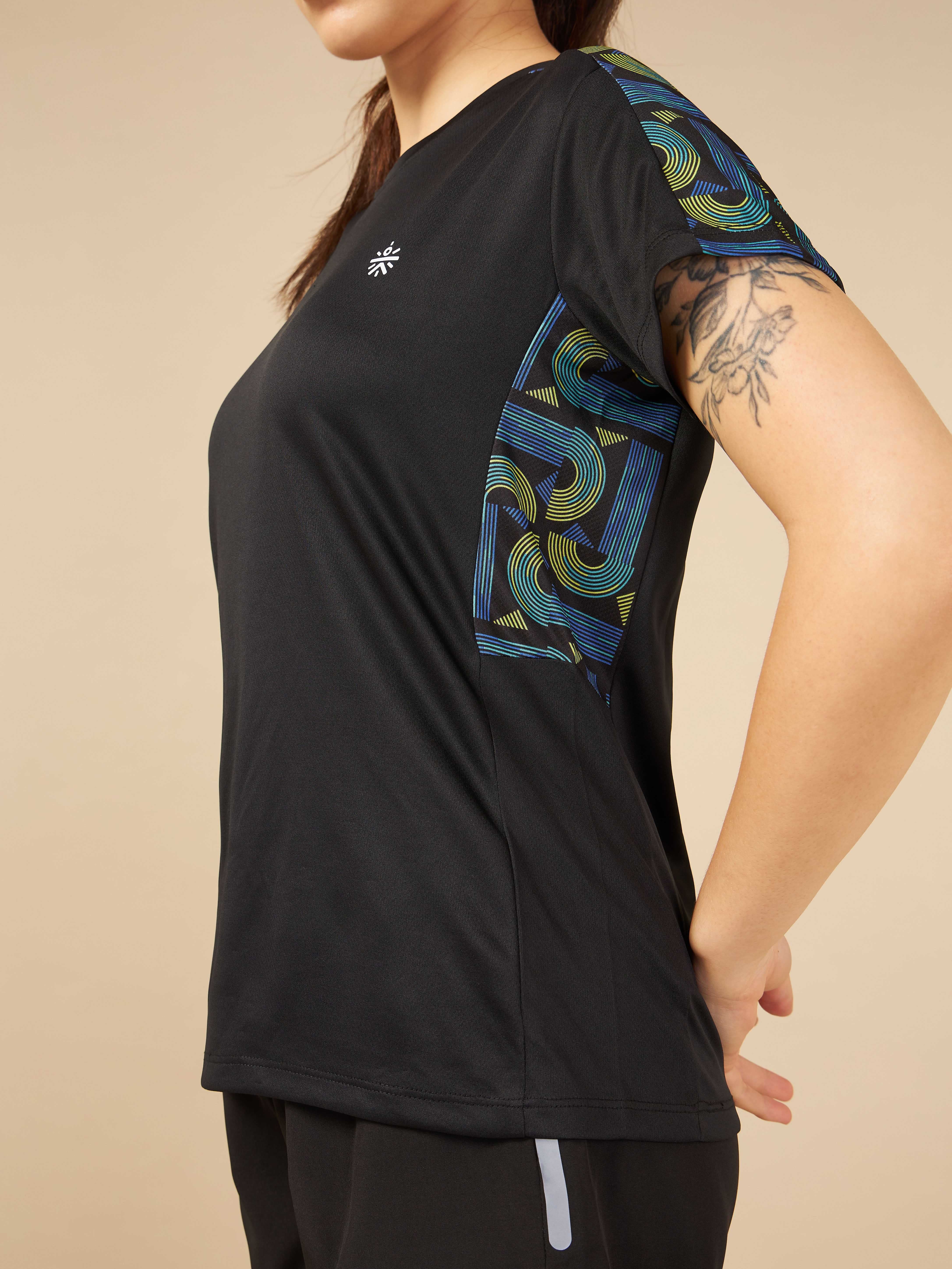 Panelled T-shirt with Sleeve Taping
