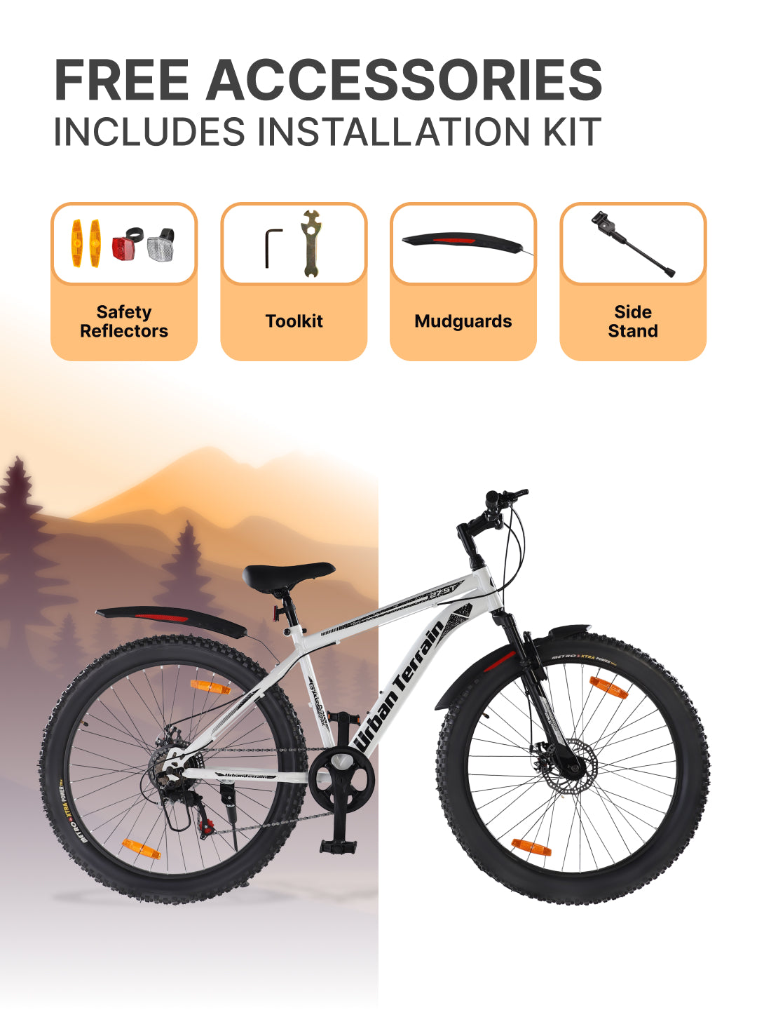 Galaxy Max Mountain Bike Steel 7 Speed Cycle 27.5 inch Tyre, White With Front Suspension, Single Wall Rim and Dual Disc Brakes Ideal For 5.2 ft to 6 ft