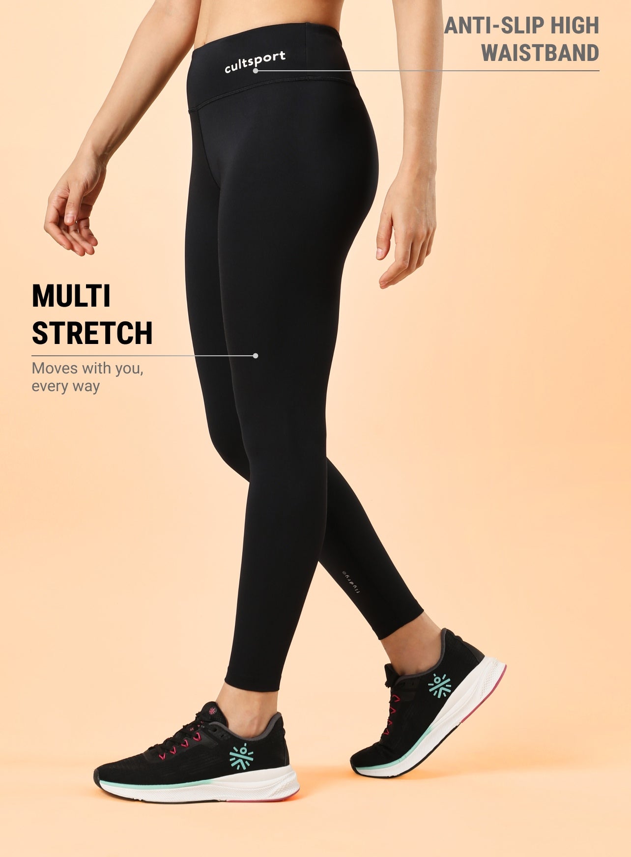 Black Do It All Solid Tights With Pocket