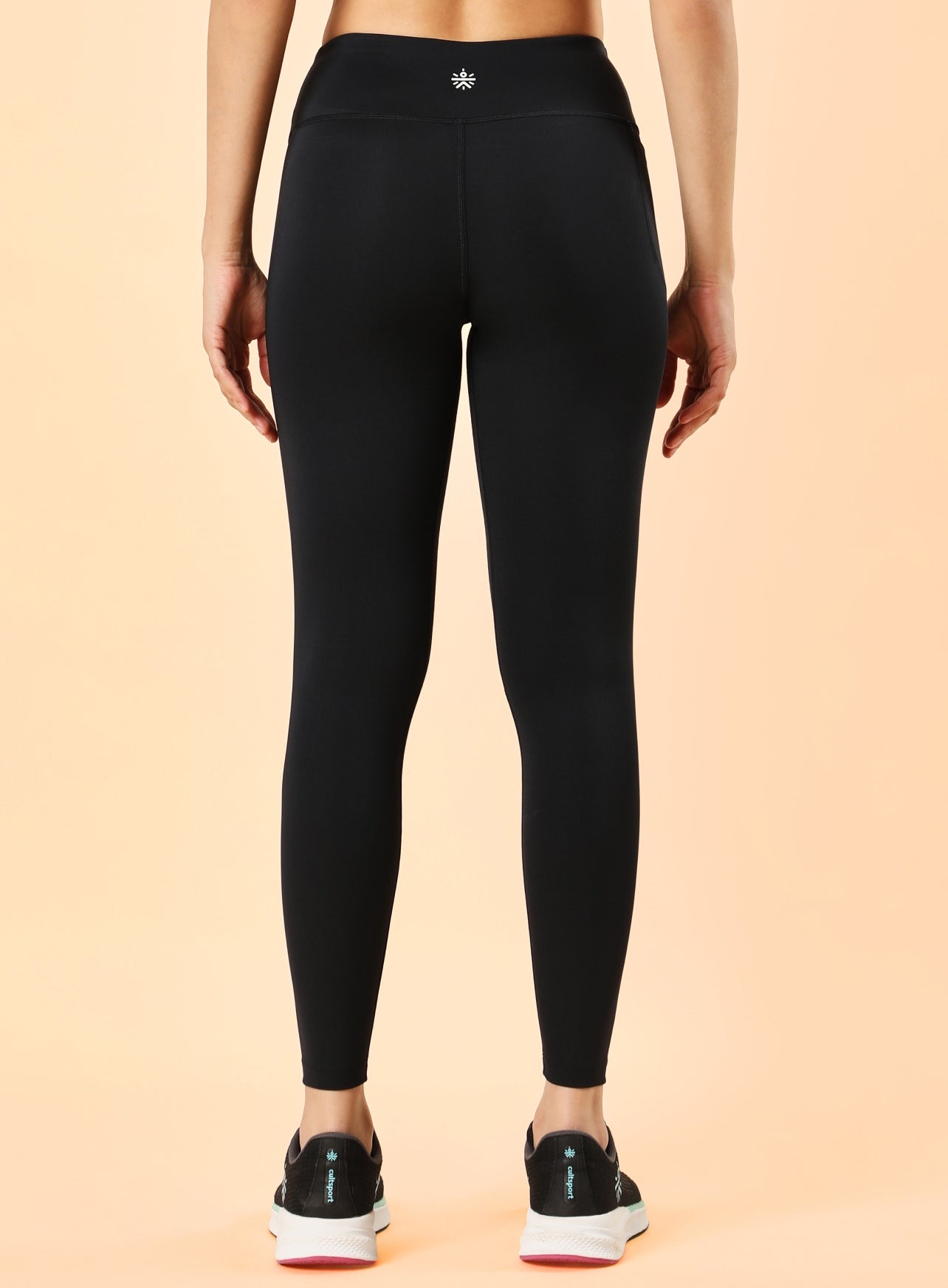 Black Do It All Solid Tights With Pocket