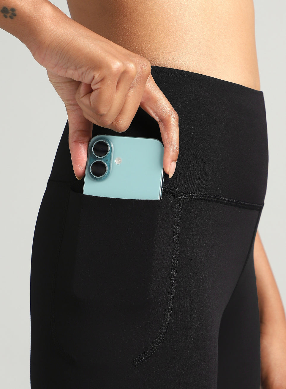 Black Do It All Solid Tights With Pocket