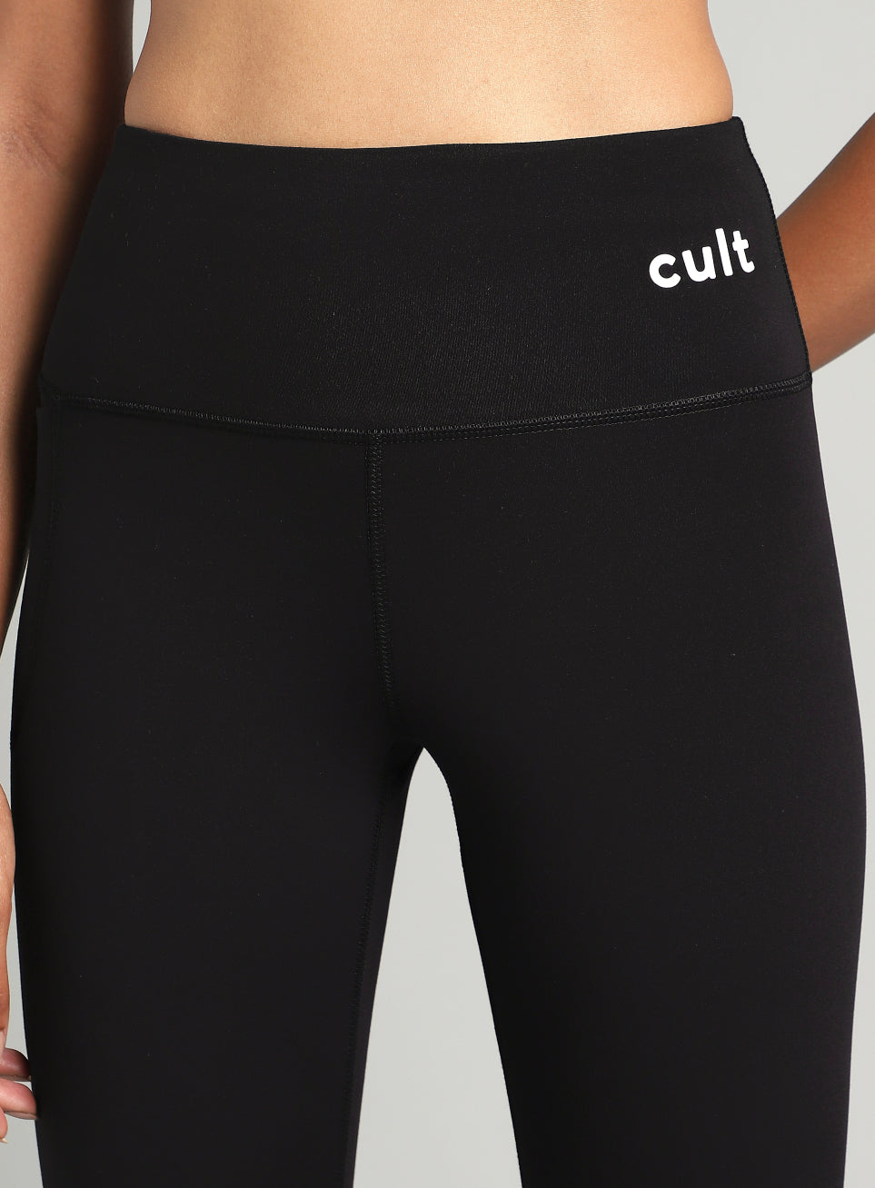 Black Do It All Solid Tights With Pocket