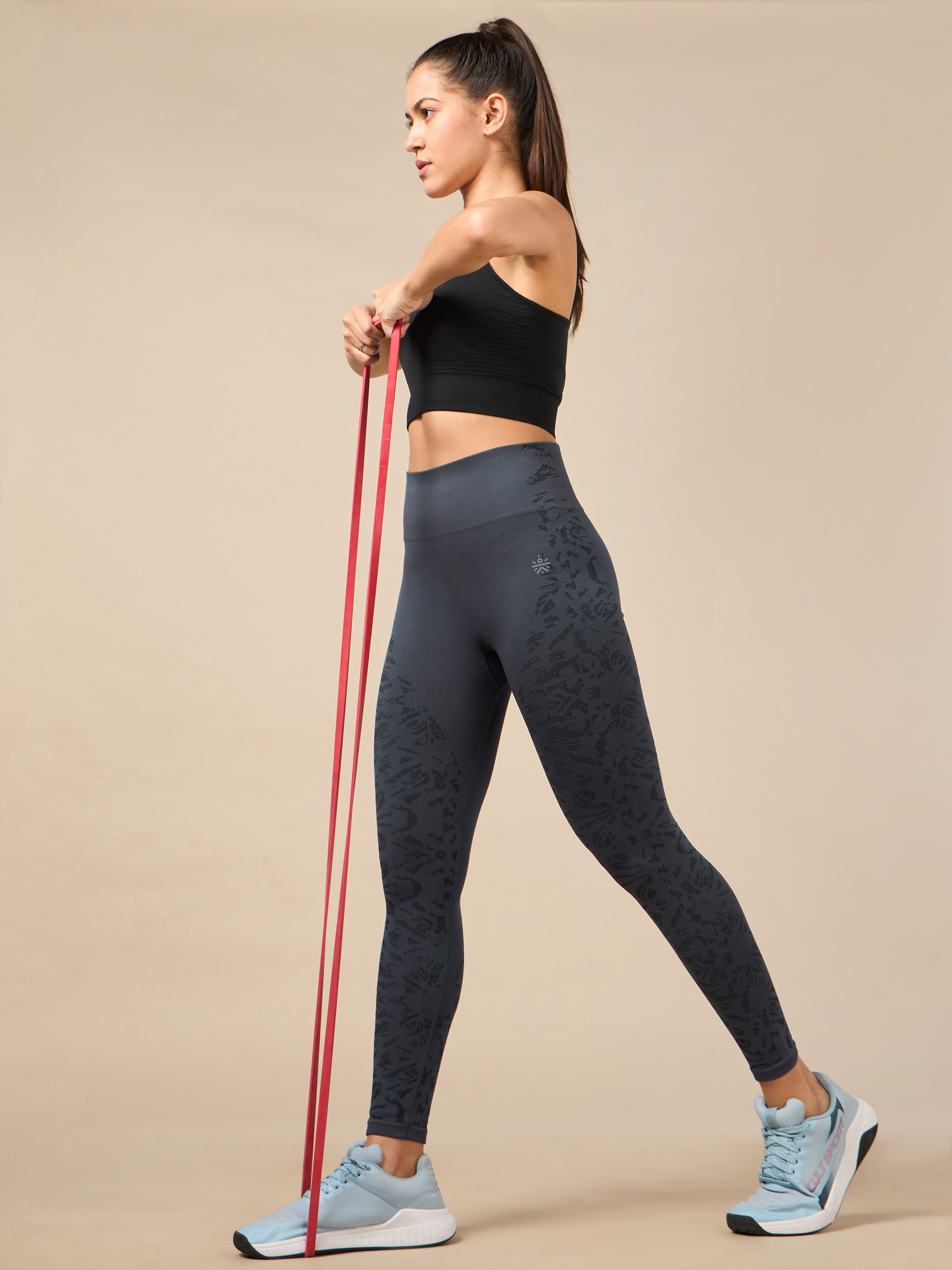 Dark Grey Seamless Jacquard Tights