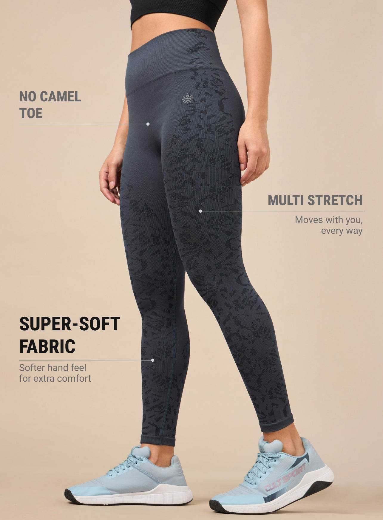 Dark Grey Seamless Jacquard Tights