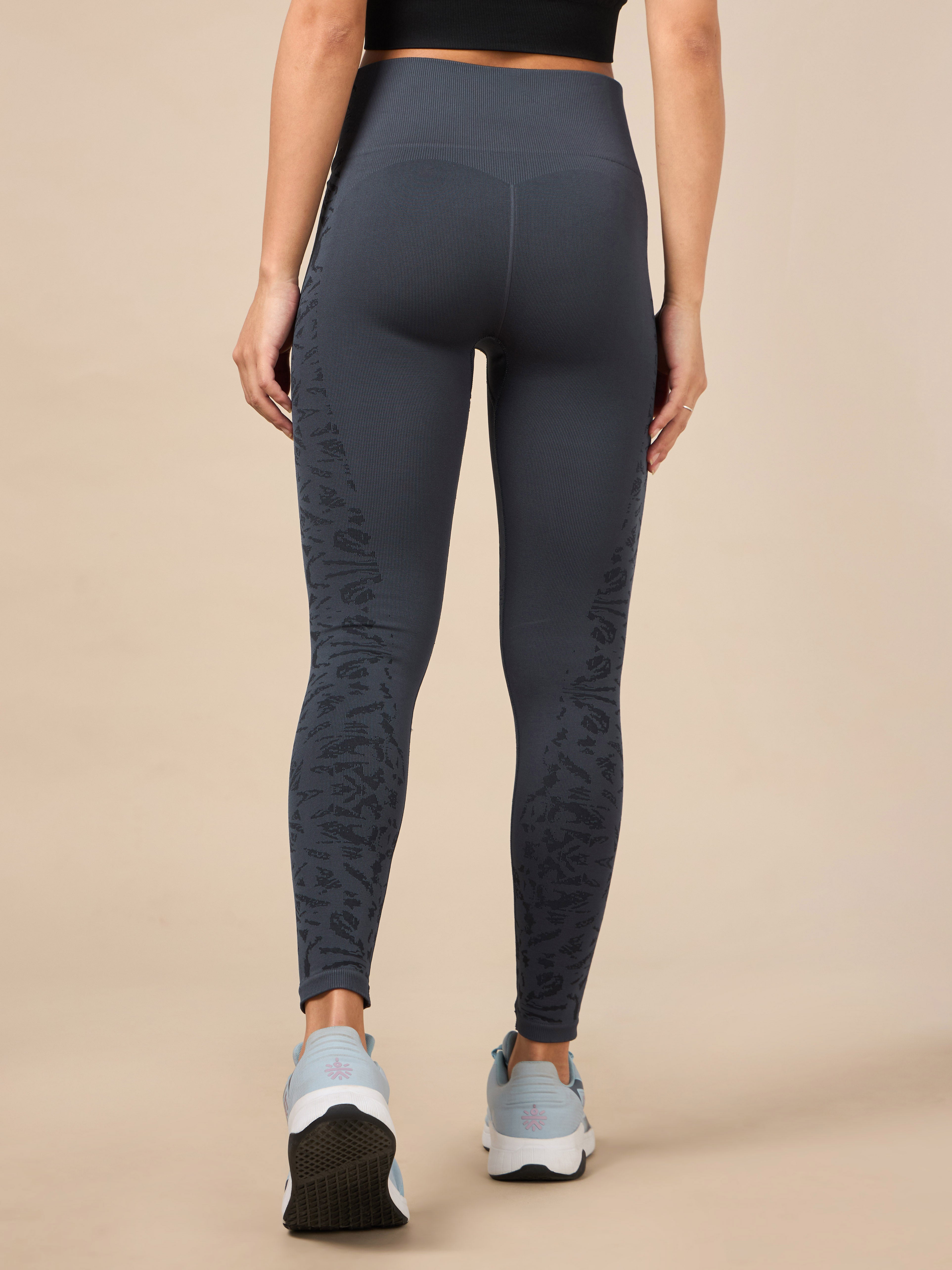 Dark Grey Seamless Jacquard Tights