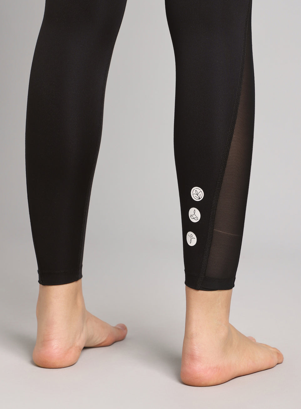 Absolute Fit Solid Black Yoga Tights with Sheer Mesh Panels