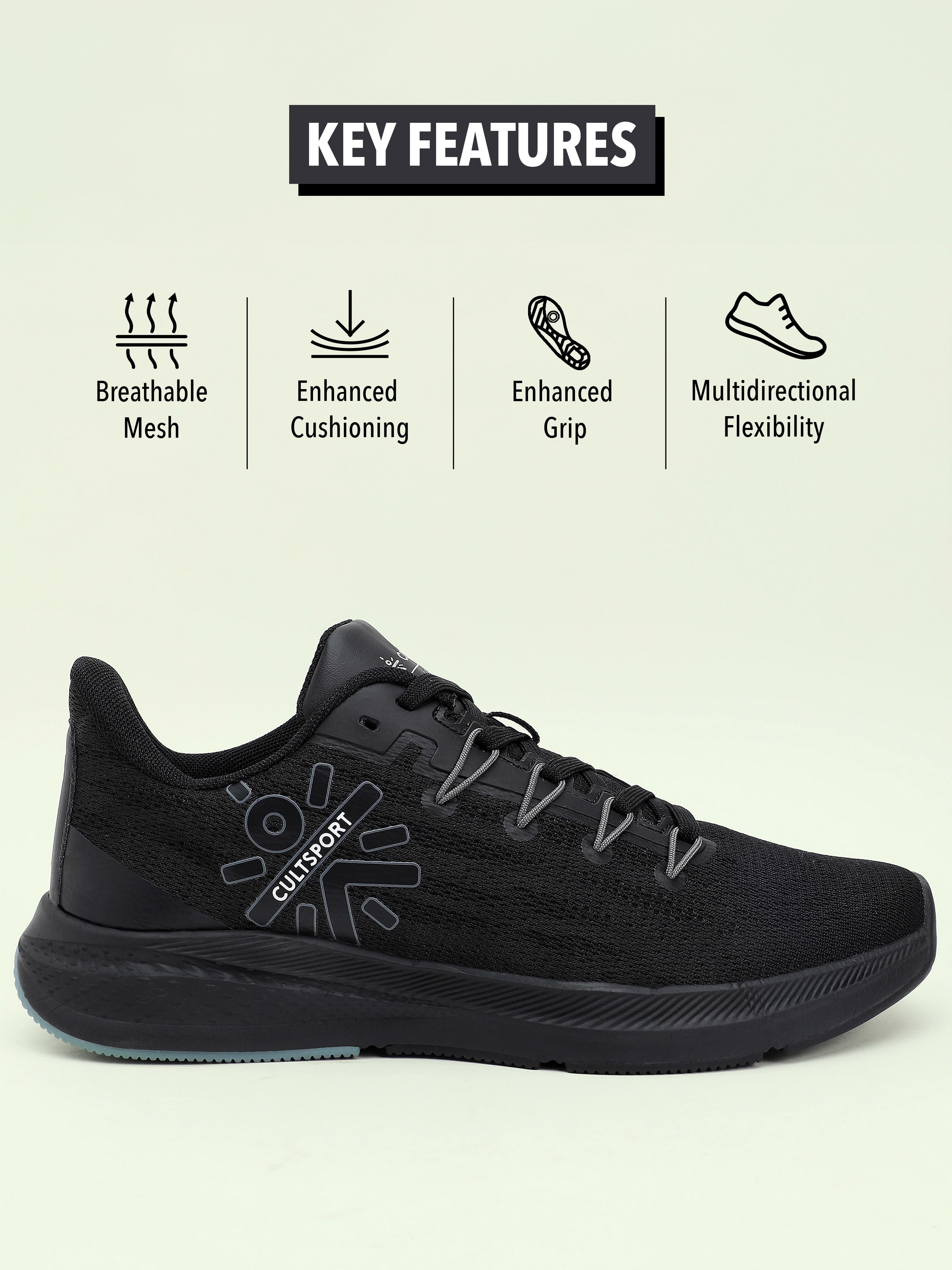 cult Firebird Men Running Shoes - Grey/Black