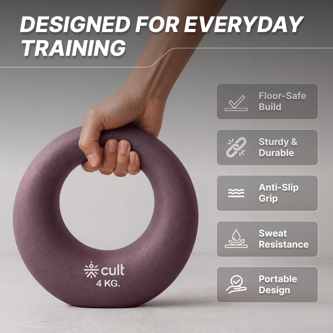 Cult Moon Kettlebell 4 Kg with Neoprene Coating, Cast Iron Core, Wide Handle & Stable Base for Strength Training & Home Workouts