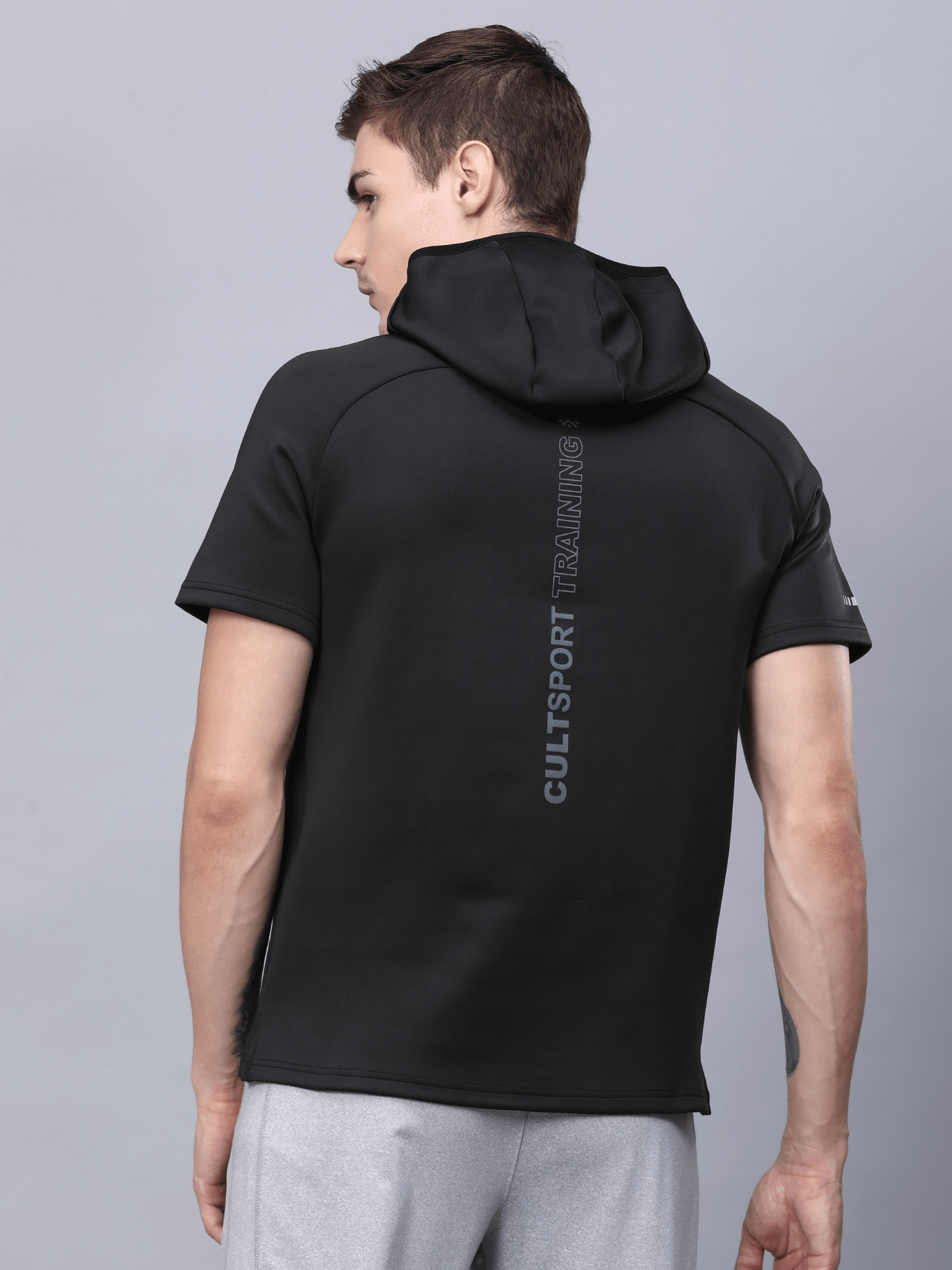 Abstract Hood Black Workout Tee