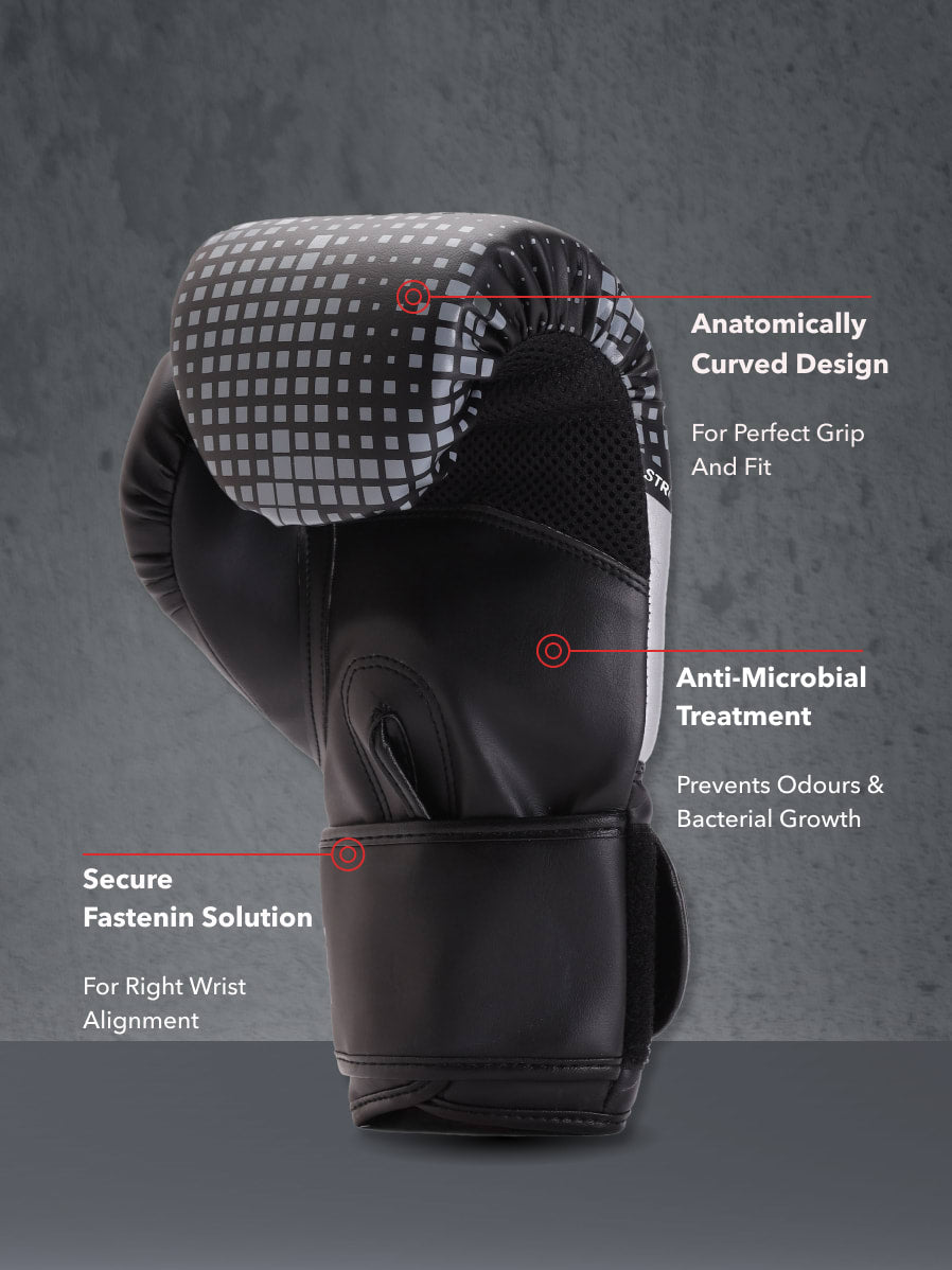 cult PVC Boxing Gloves for Men & Women Foam Padding Thickness 25mm Punching Bag Gloves for Boxing, Training, Kickboxing, Muay Thai, MMA Grey