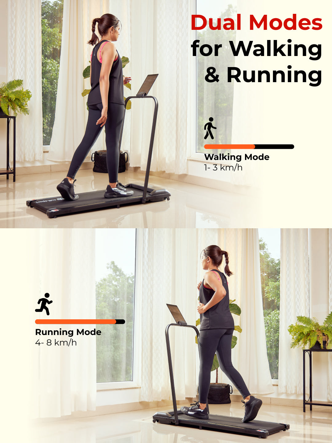 Smartrun Baytown 2HP Peak Walking pad | Max Speed-8kmph | Max Weight-110kg | Walking Pad for Home Use (with 6 months extended warranty)