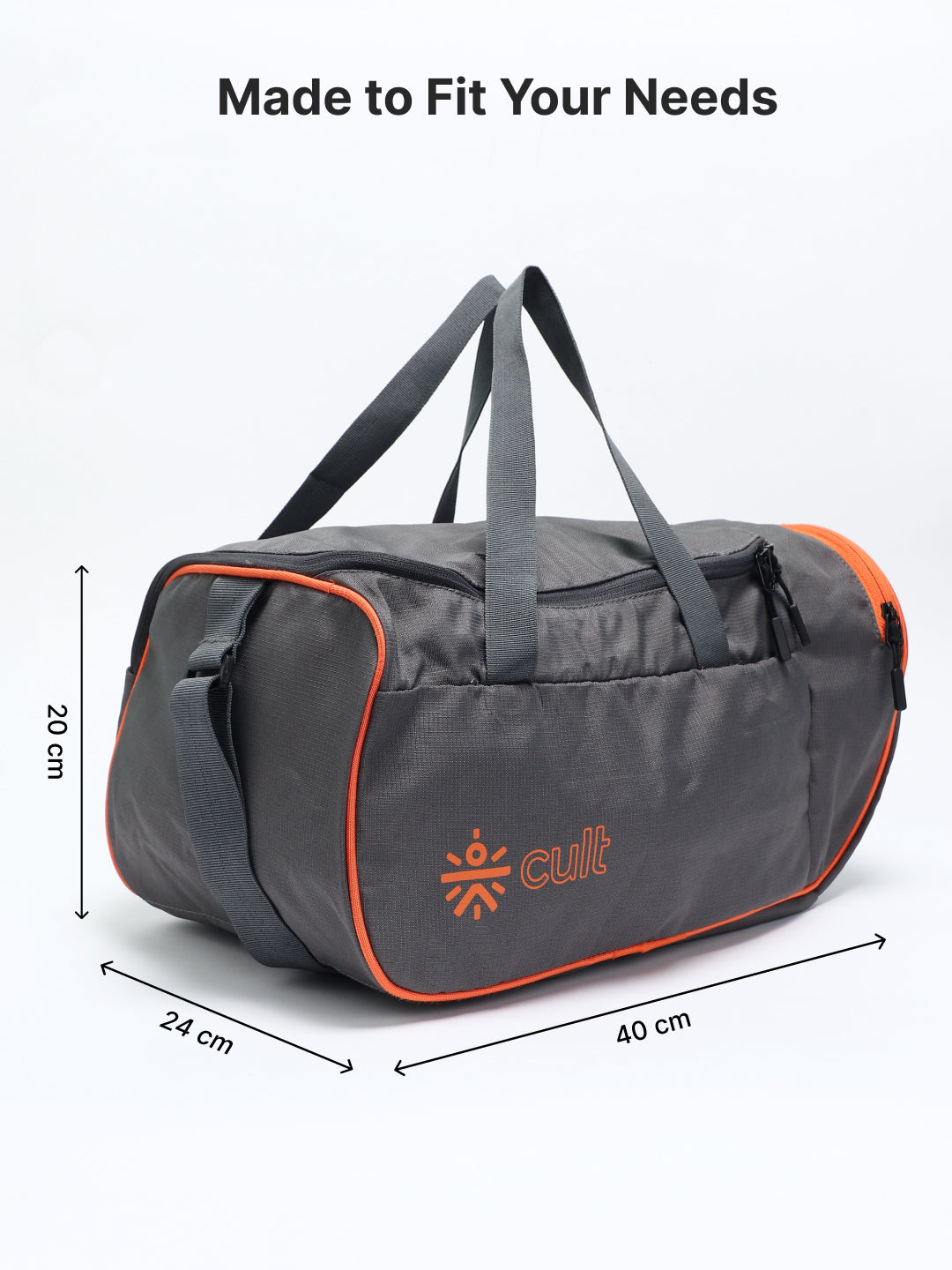 Foldable Duffle Bag 25L with Adjustable Strap Grey