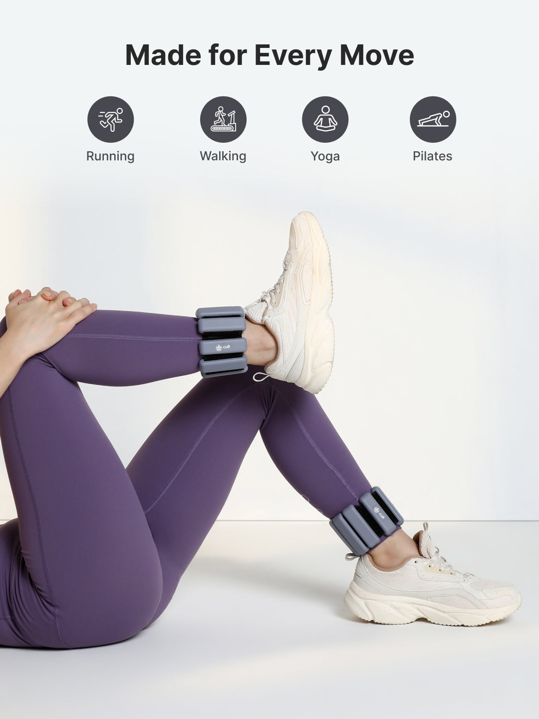 Adjustable Ankle and Wrist Weights (225 g x 2) pair with Removable 20 g Slots Grey – Lightweight Fitness Weights for Walking, Yoga & Pilates