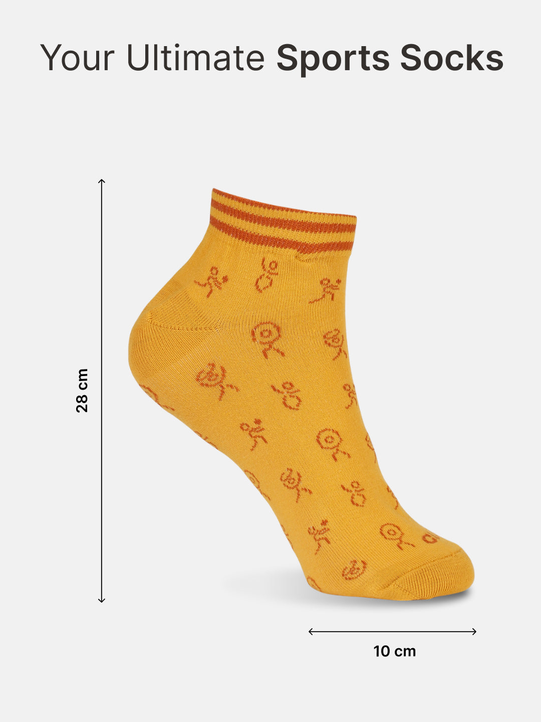 Casual Ankle Length Pack of 3 Mustard,Off White & Rust Patterned Women's Socks