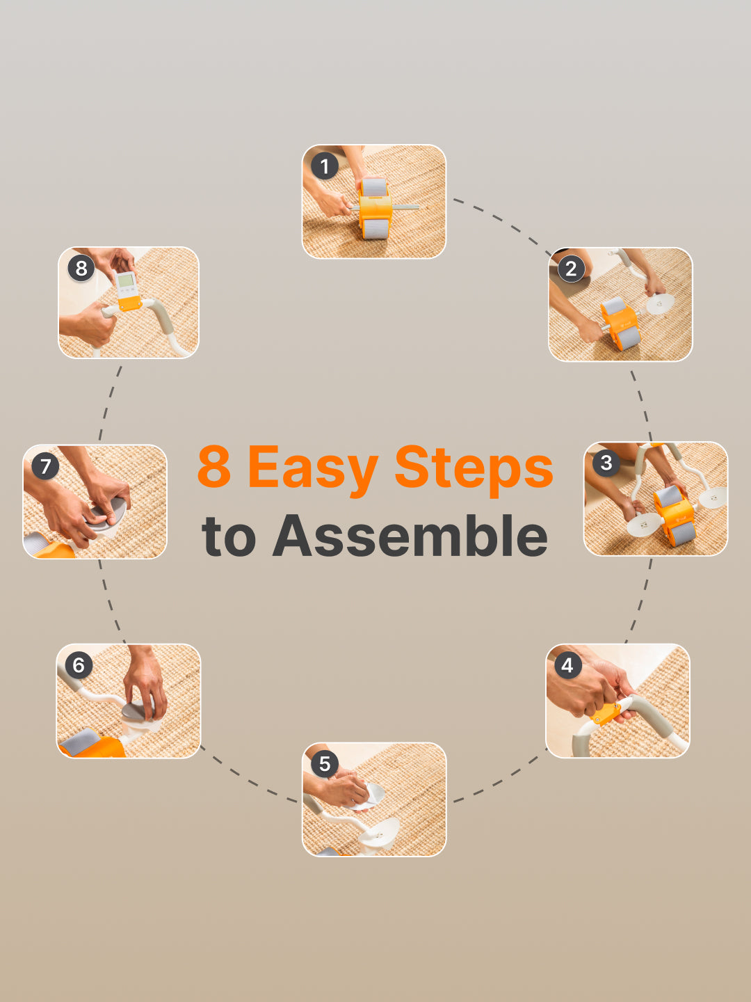 Ab Roller for Men & Women, with Elbow Support, Timer , Mobile Holder