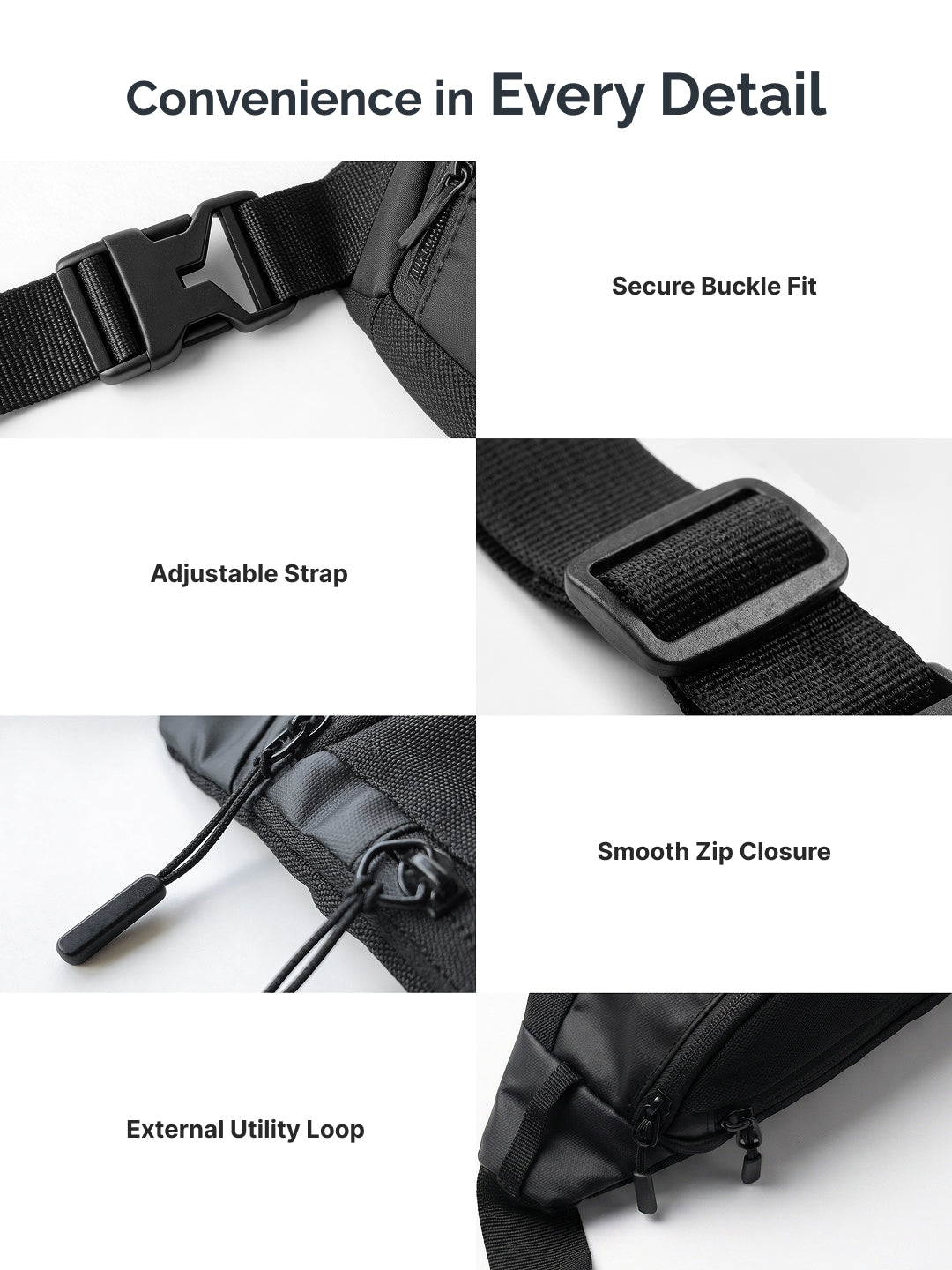Cult Waist Bag Fanny Pack for Travel & Daily Use Black Unisex